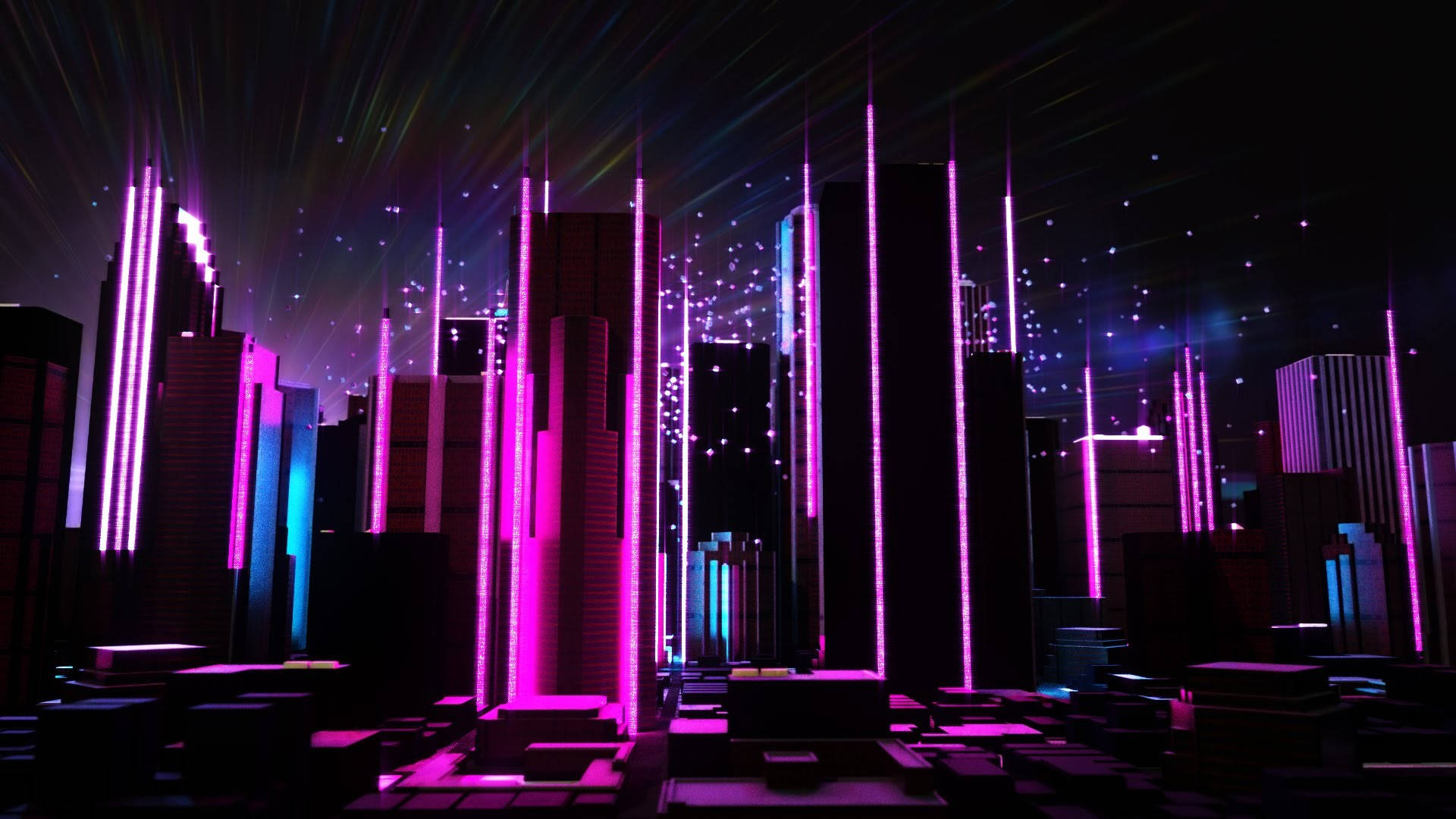 Estetisk Chromebook Neon City Art Bakgrunner