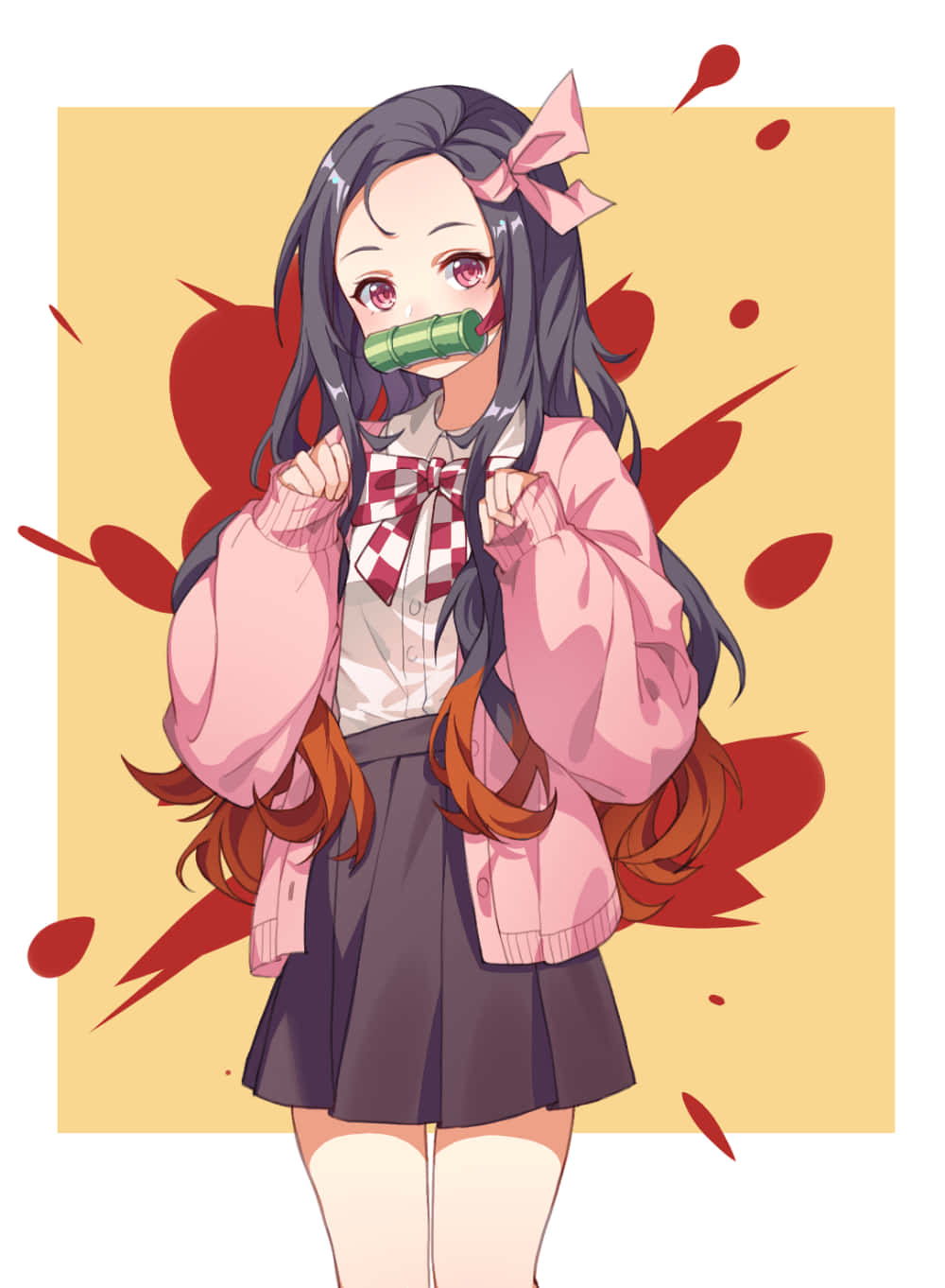 Estetisk Demon Slayer søt Nezuko Kamado illustrasjon Bakgrunner