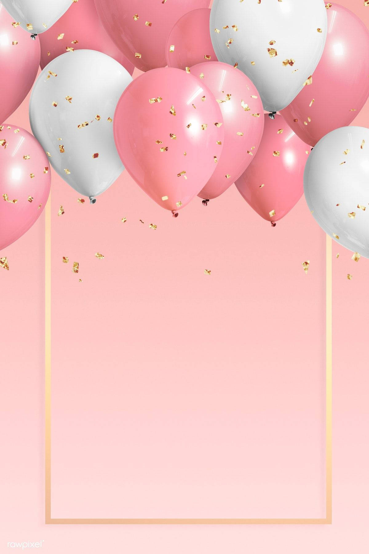 Estetisk Gratulerer med dagen rosa ballonger Bakgrunner