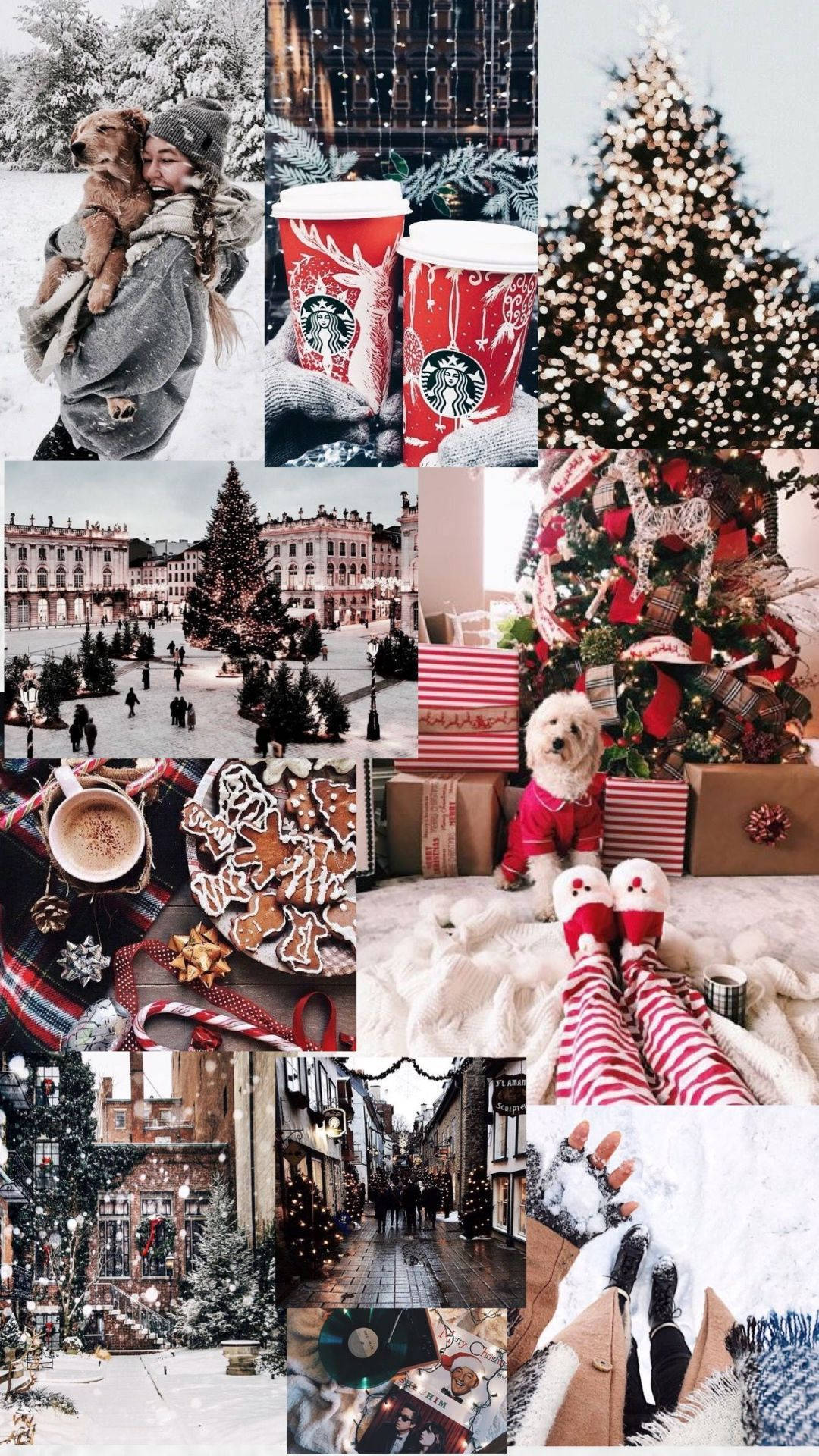 Estetisk julecollage for iPhone Bakgrunner