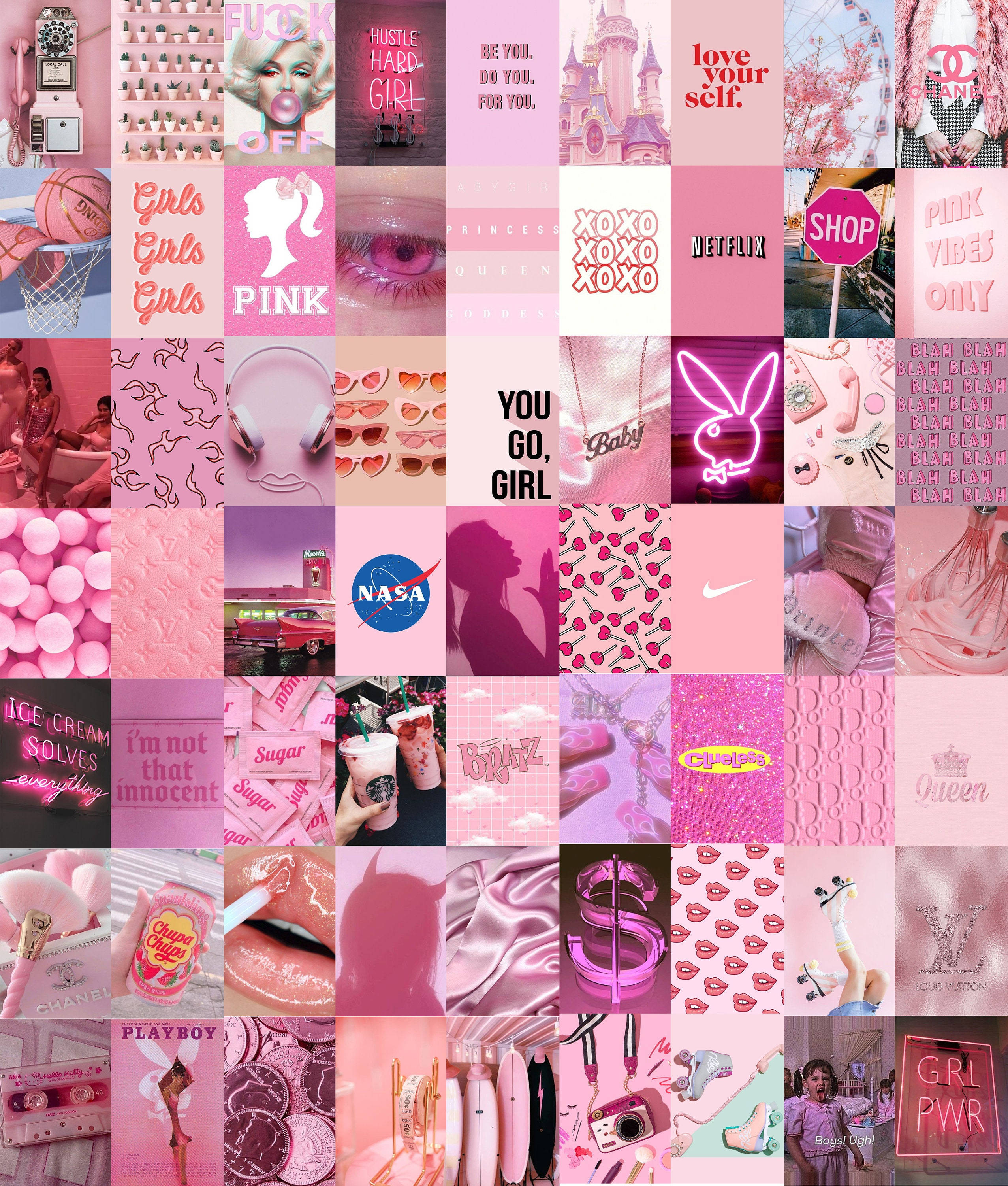 Estetisk pastellrosa collage Bakgrunner