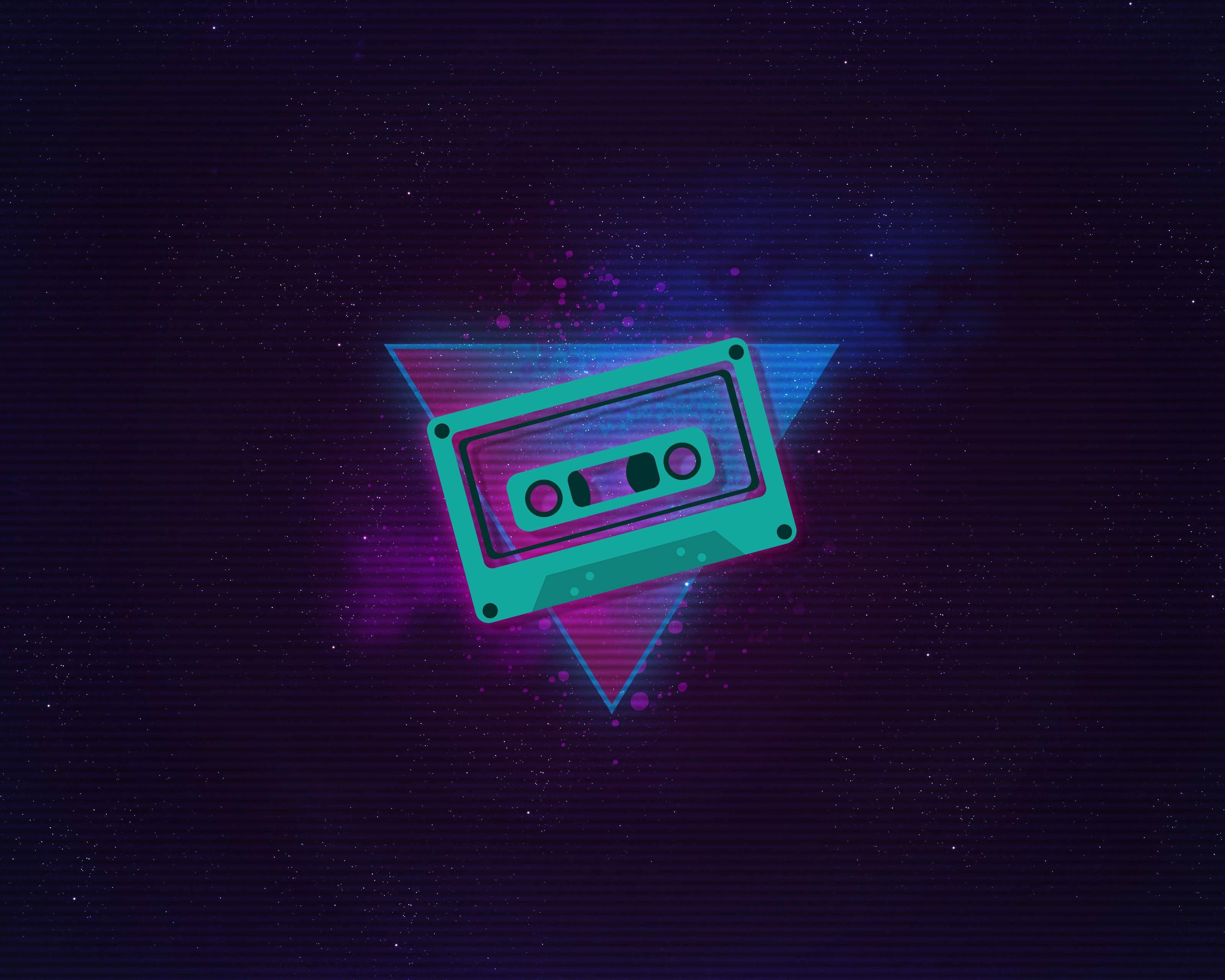Estetisk retro neonlyskassett Bakgrunner