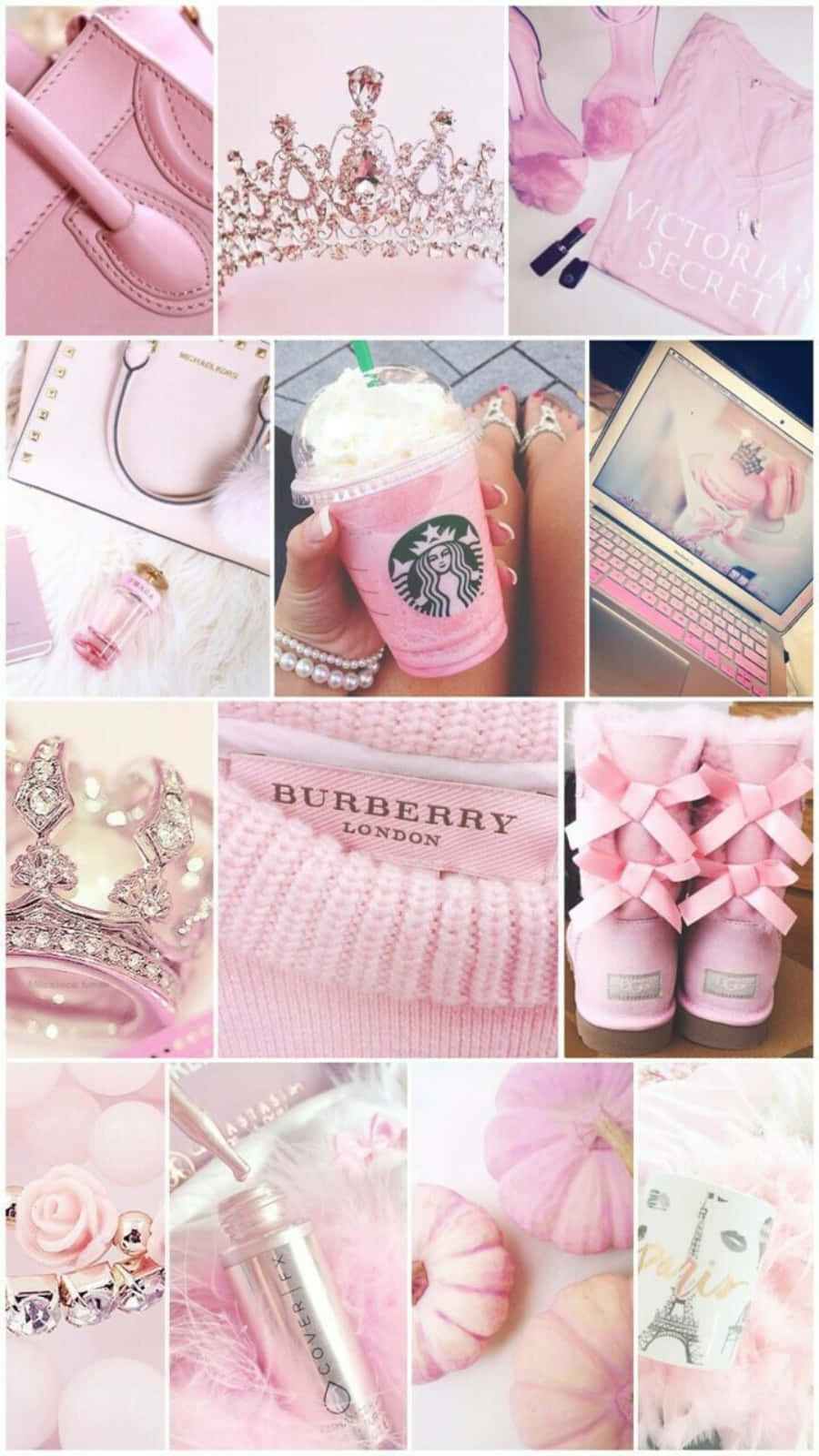 Estetisk rosa collage med Starbucks Frappe Bakgrunner