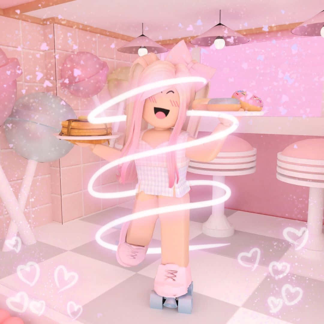 Estetisk rosa jente Roblox-bilde Bakgrunner