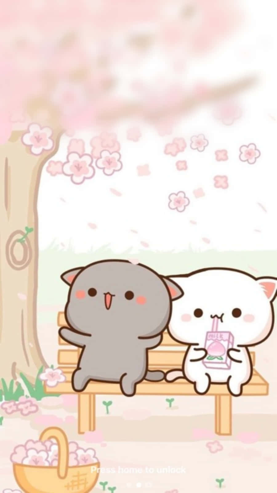 Estetisk rosa kawaii-kattunger i parken Bakgrunner
