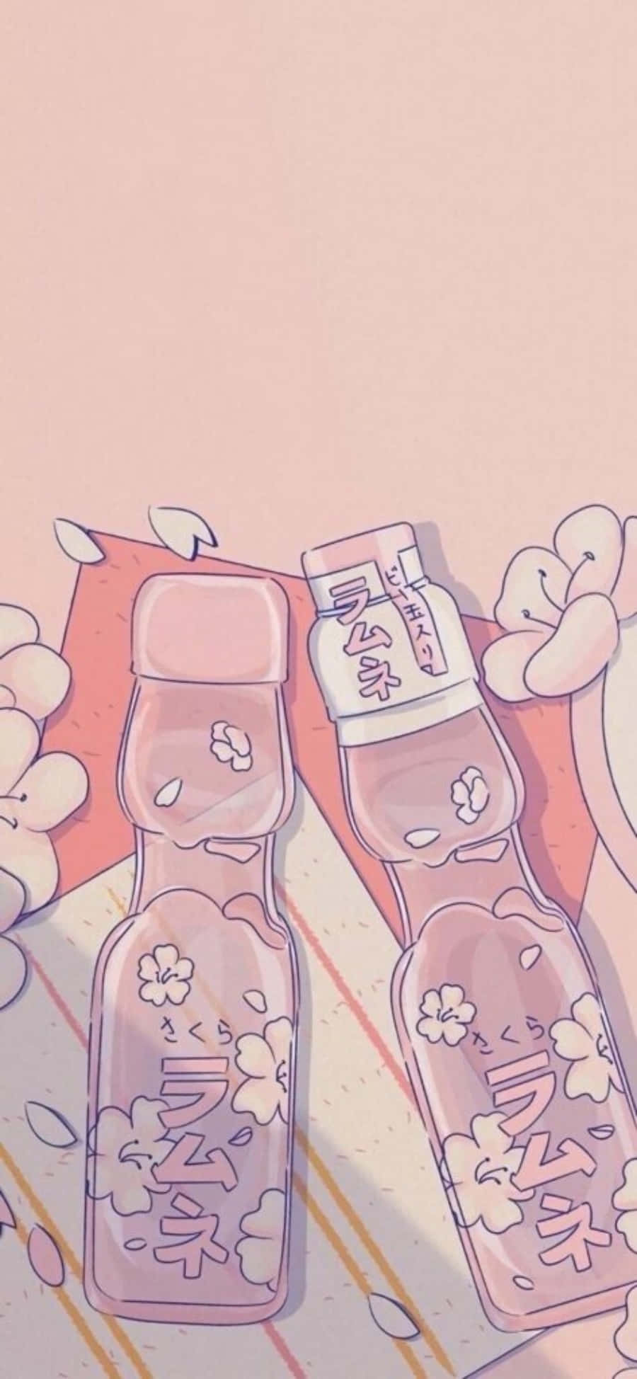 Estetisk rosa Kawaii flaskeholdige drikker Bakgrunner