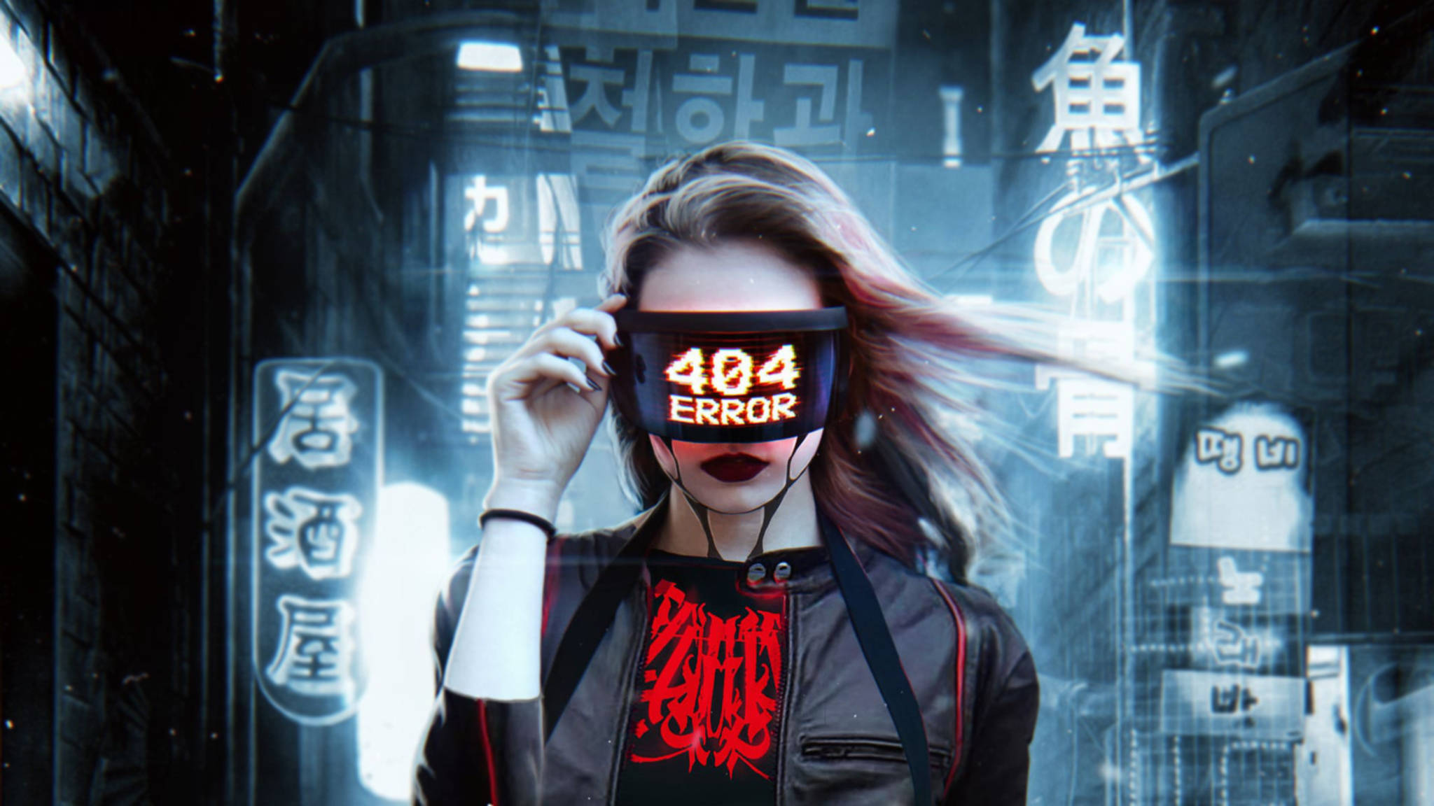 Estetisk skrivebord futuristisk cyberpunk Bakgrunner