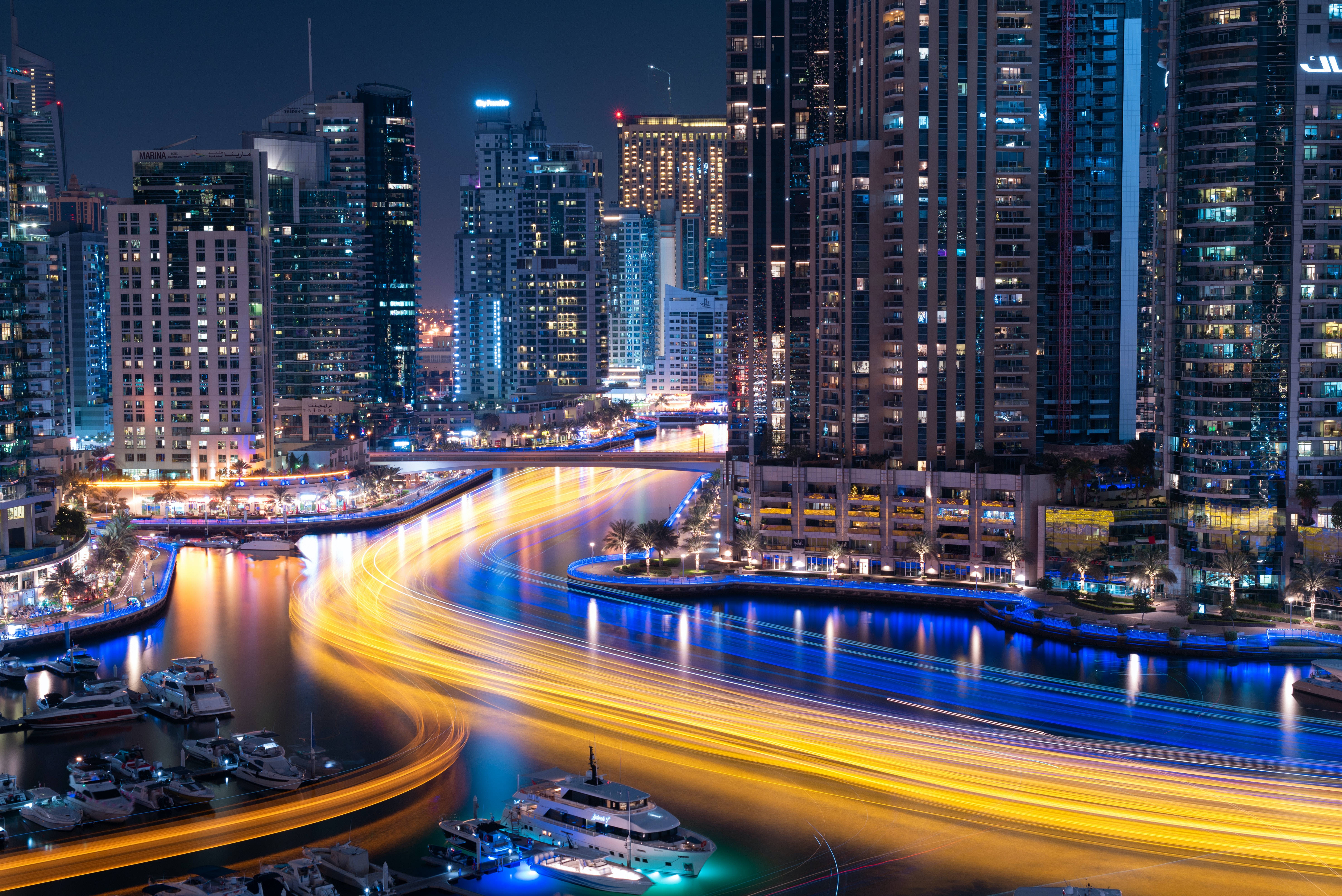 Estetisk skrivebord Dubai Marina Bakgrunner