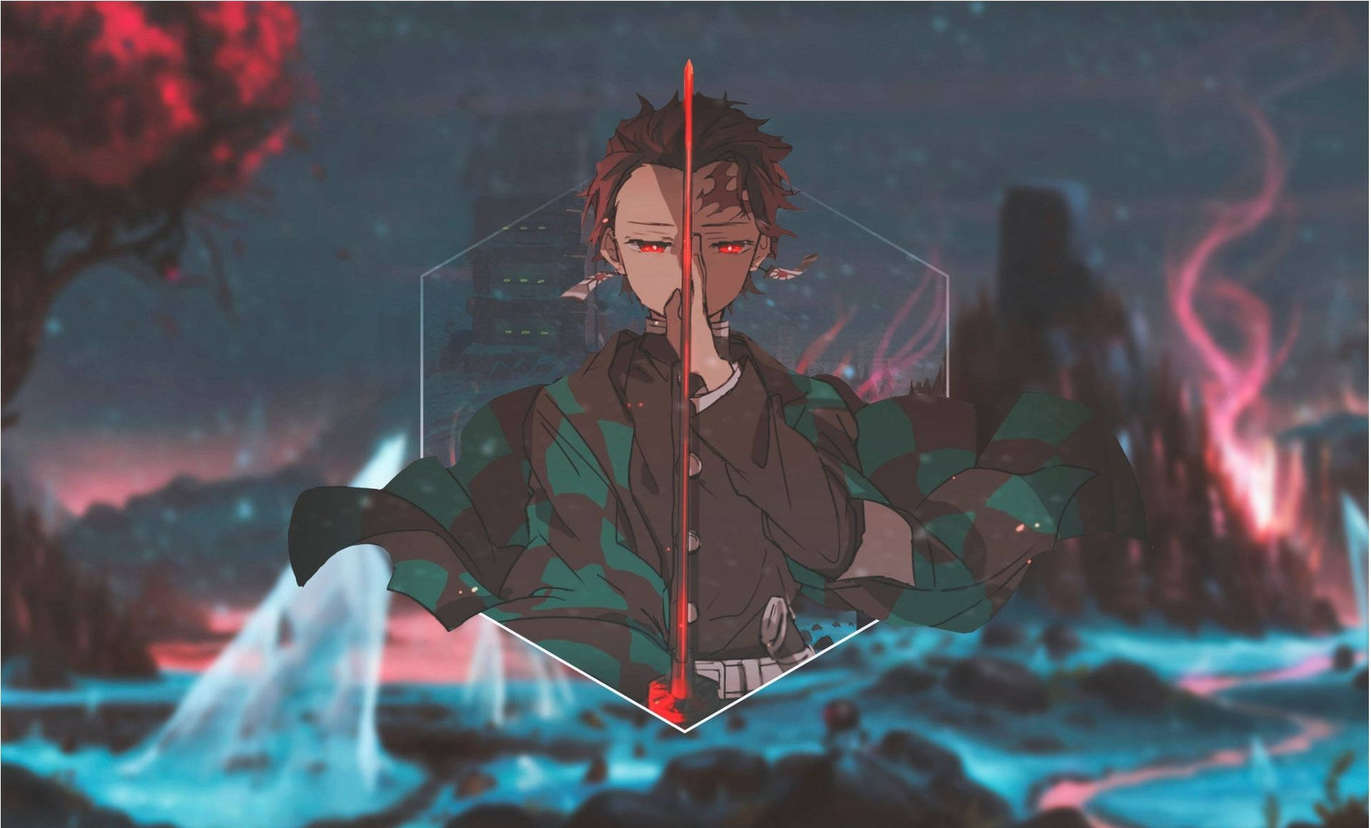 Estetisk Tanjiro Kamado Laptop-bakgrunn
