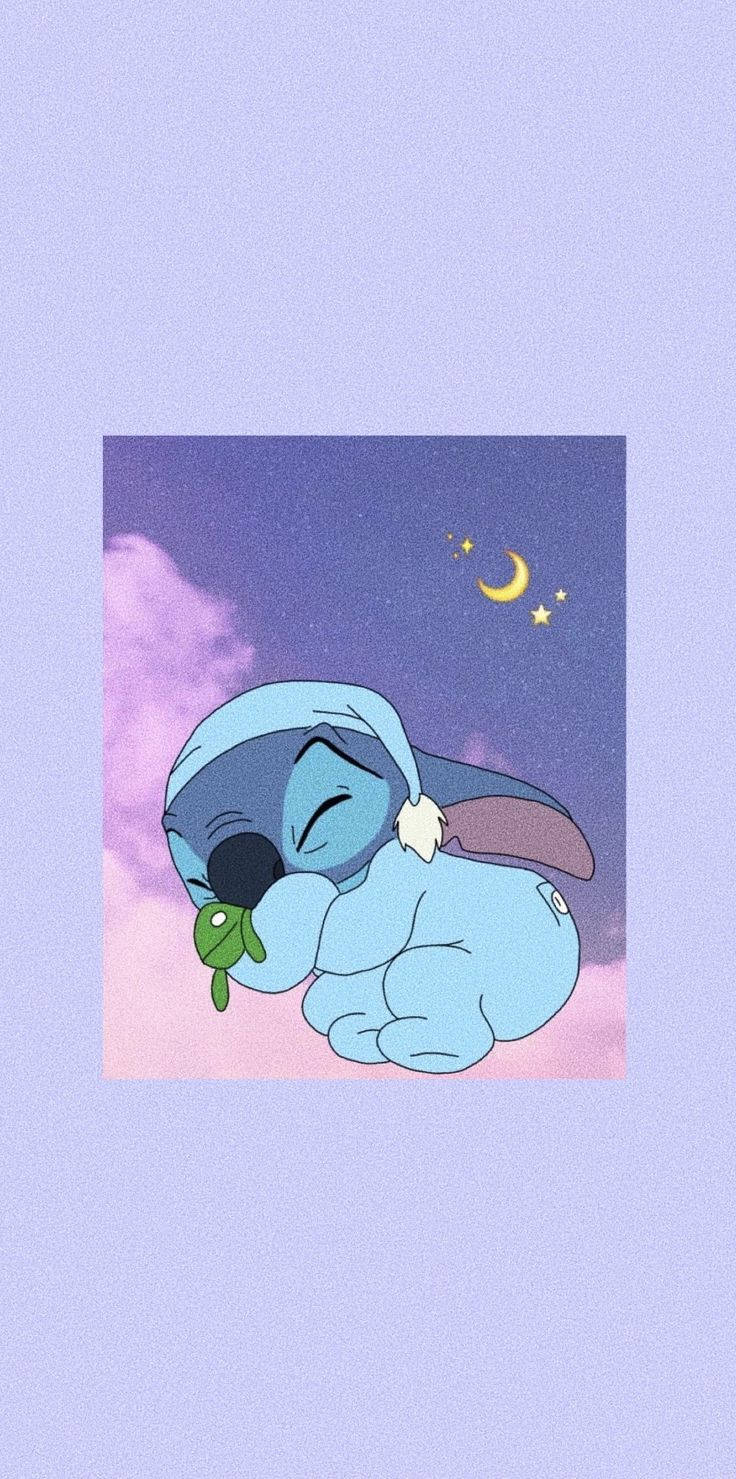 Estetisk tegneserie Disney Stitch på en sky Bakgrunner