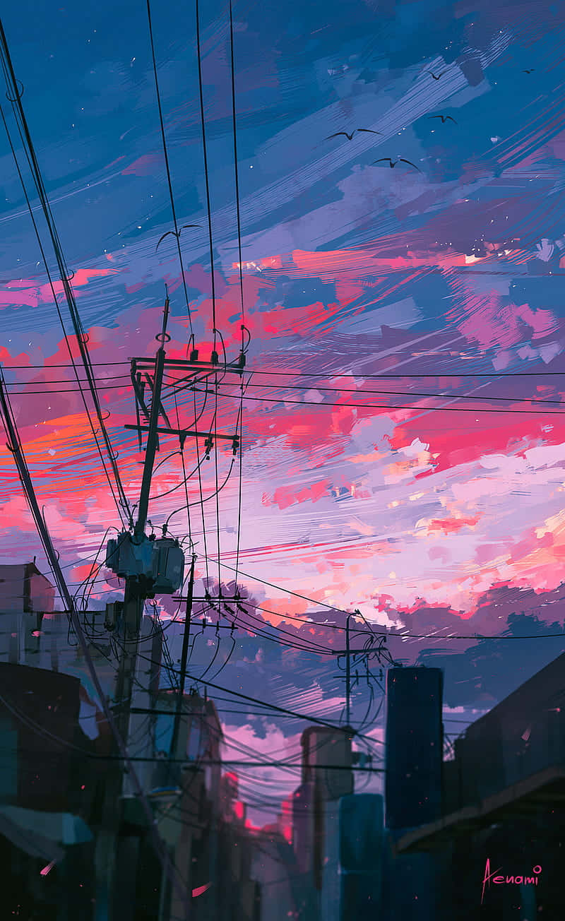 Estetisk Tokyo Anime rosa himmel Bakgrunner