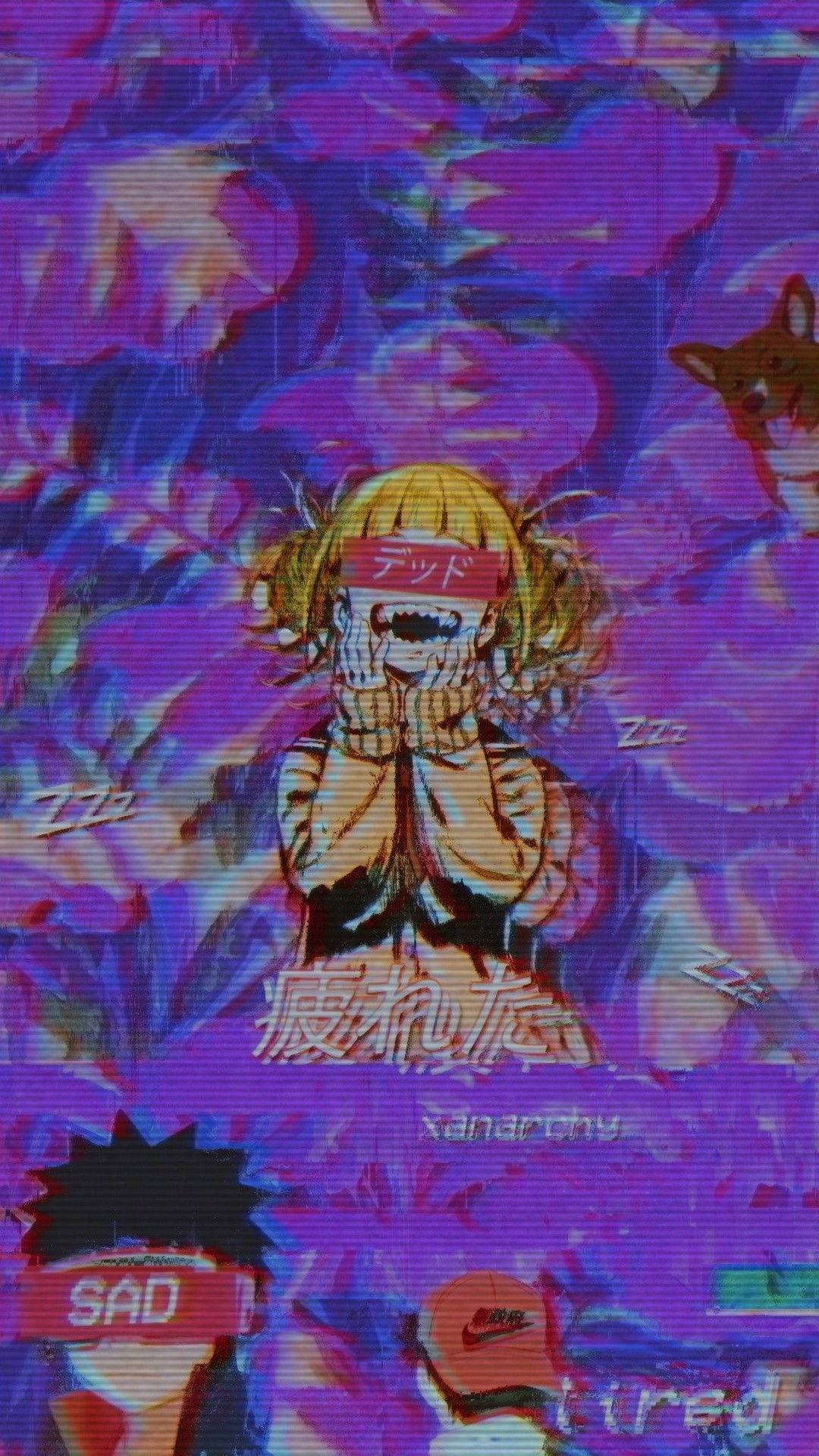 Estetisk trippy anime på lilla Bakgrunner