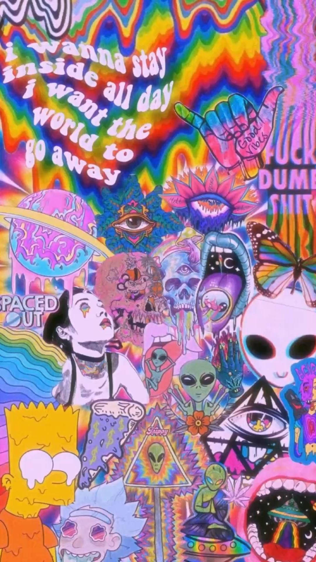 Estetisk trippy collagekunst Bakgrunner