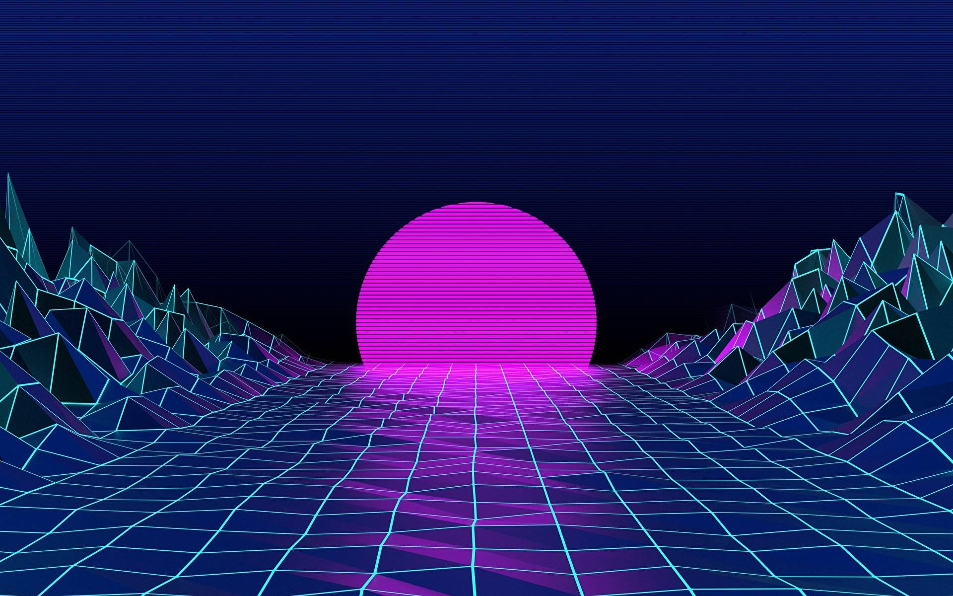 Estetisk vaporwave solnedgang laptop bakgrunnsbilde