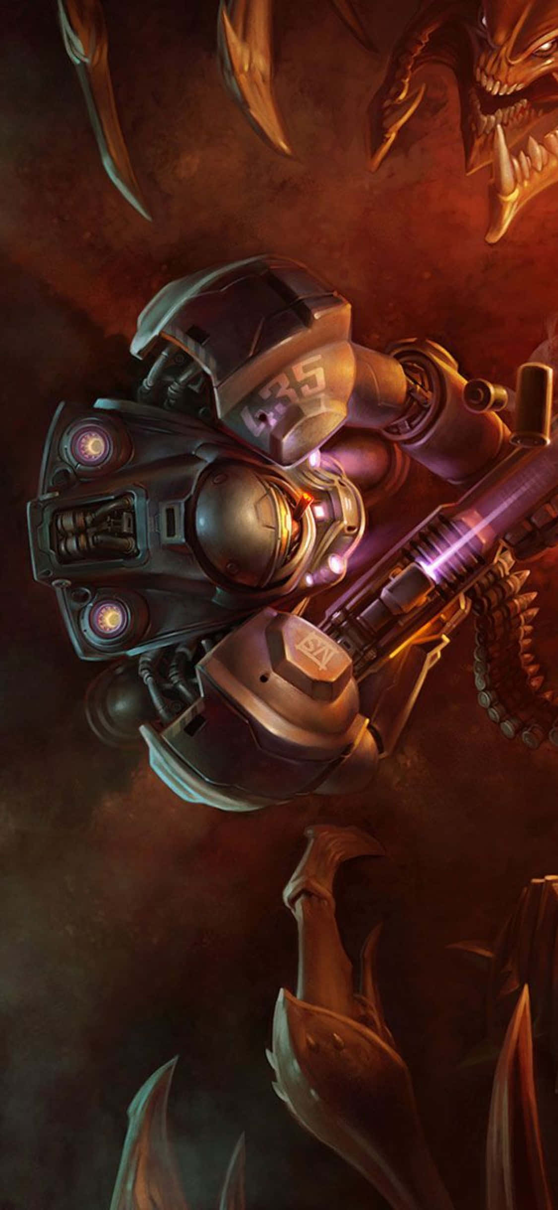 Et bilde av det kritikerroste spillet Starcraft II som kjører på iPhone X. Bakgrunner