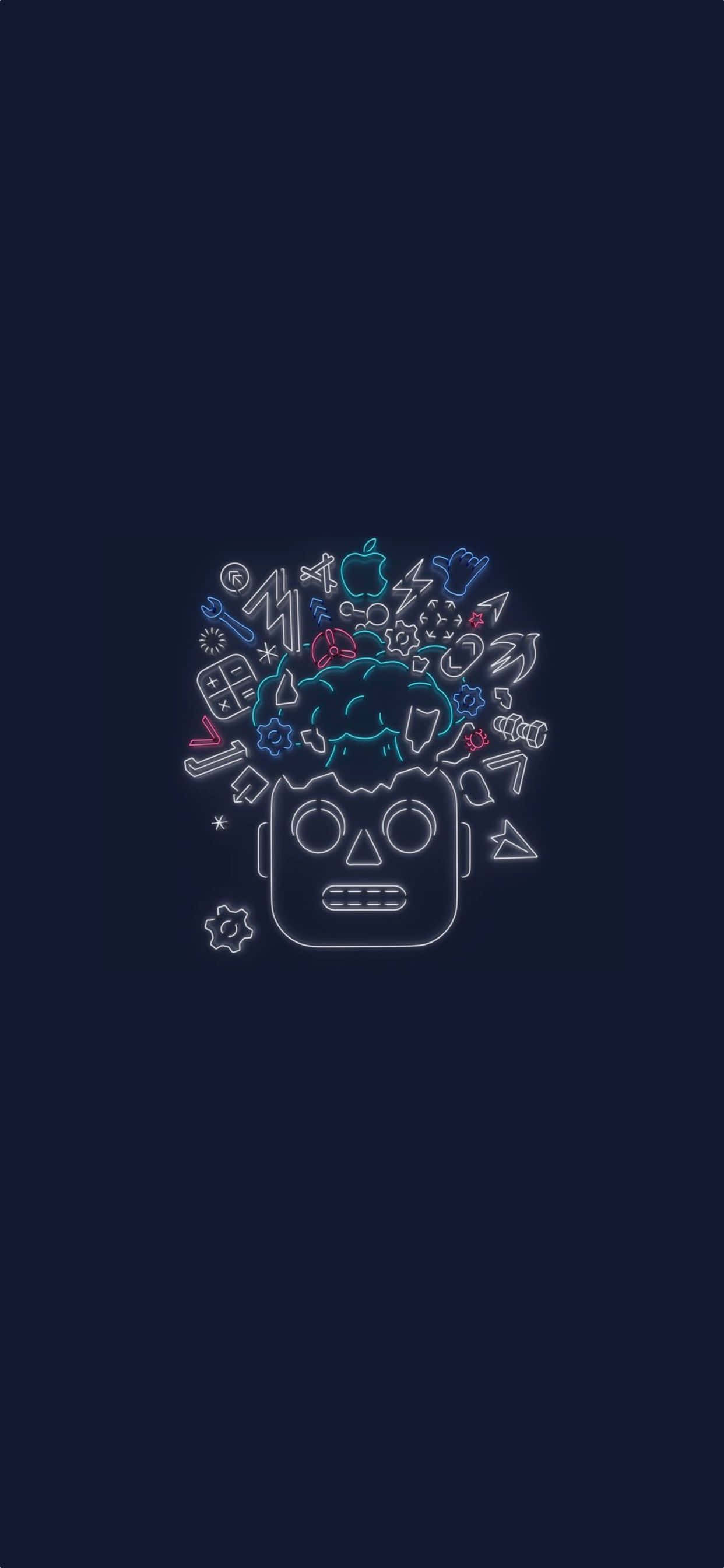et bilde av en Apple-logo med en haug av forskjellige objekter Bakgrunner