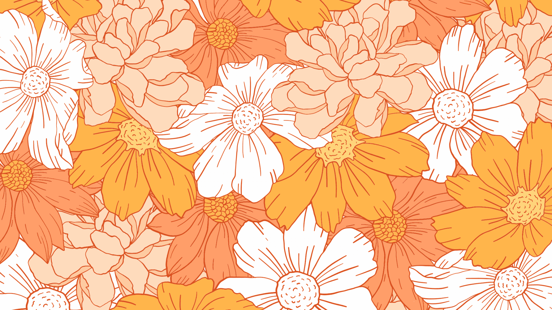 et blomstermønster med oransje og hvite blomster Bakgrunner