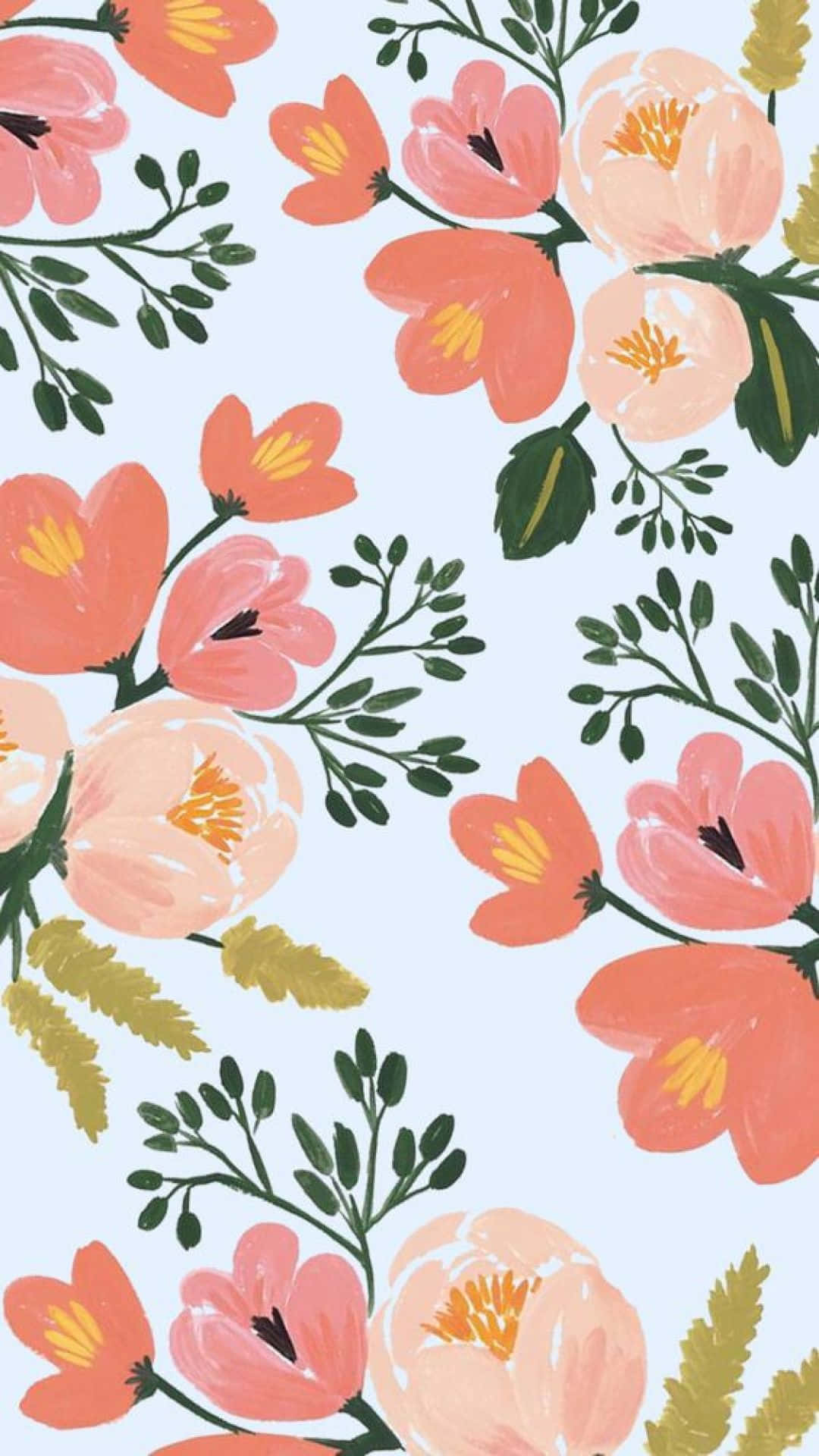 et blomstermønster med rosa og oransje blomster Bakgrunner