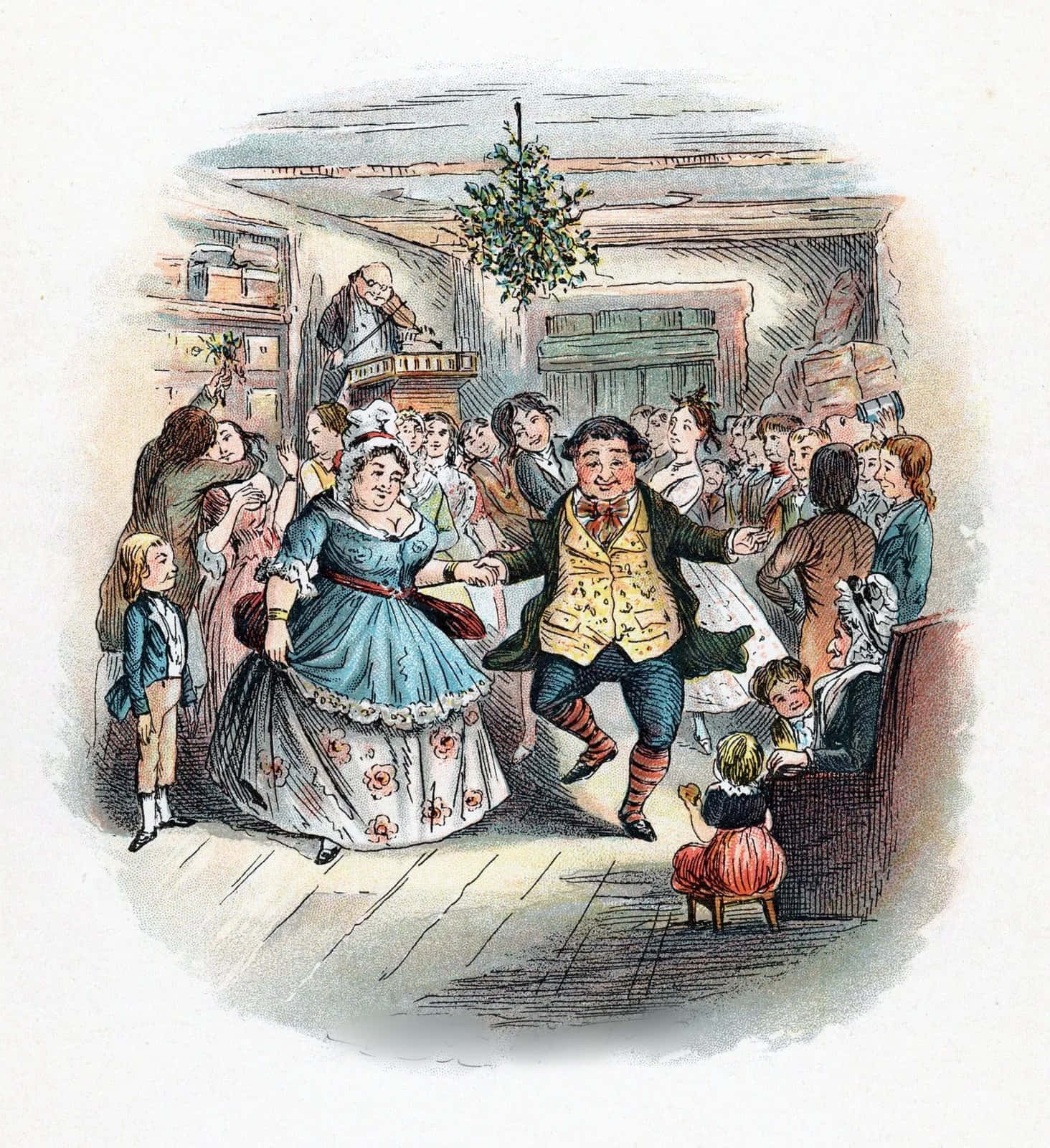 Et festlig portrett av Ebenezer Scrooge fra En julefortelling Bakgrunner