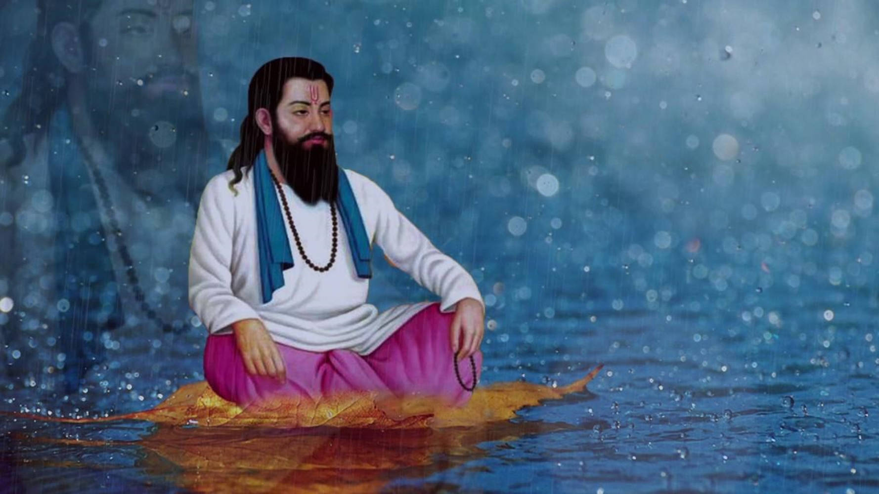 Et fredfullt portrett av Guru Ravidass, helgenen fra Bhakti-bevegelsen Bakgrunner