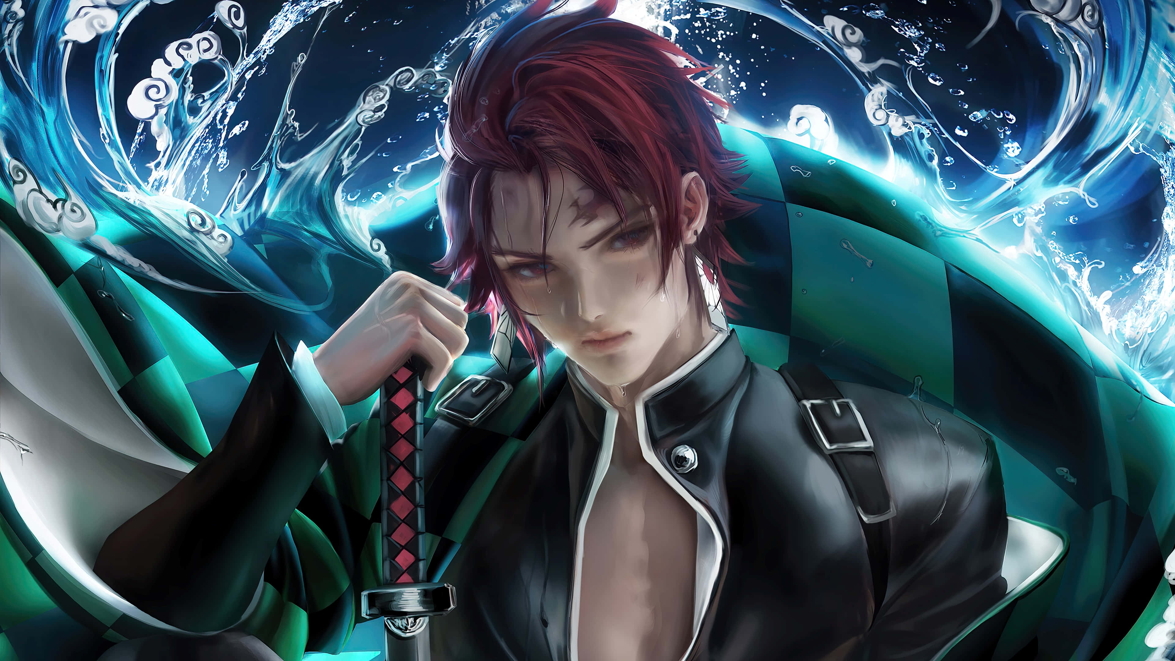 Et heroisk bilde fra den populære animeserien Demon Slayer Bakgrunner
