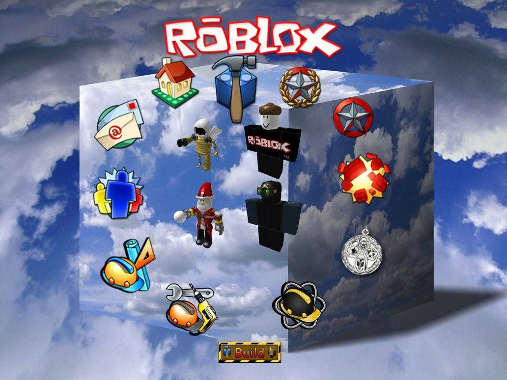 Fantastisk bakgrunnsbilde av ikoner fra Roblox online-spill.