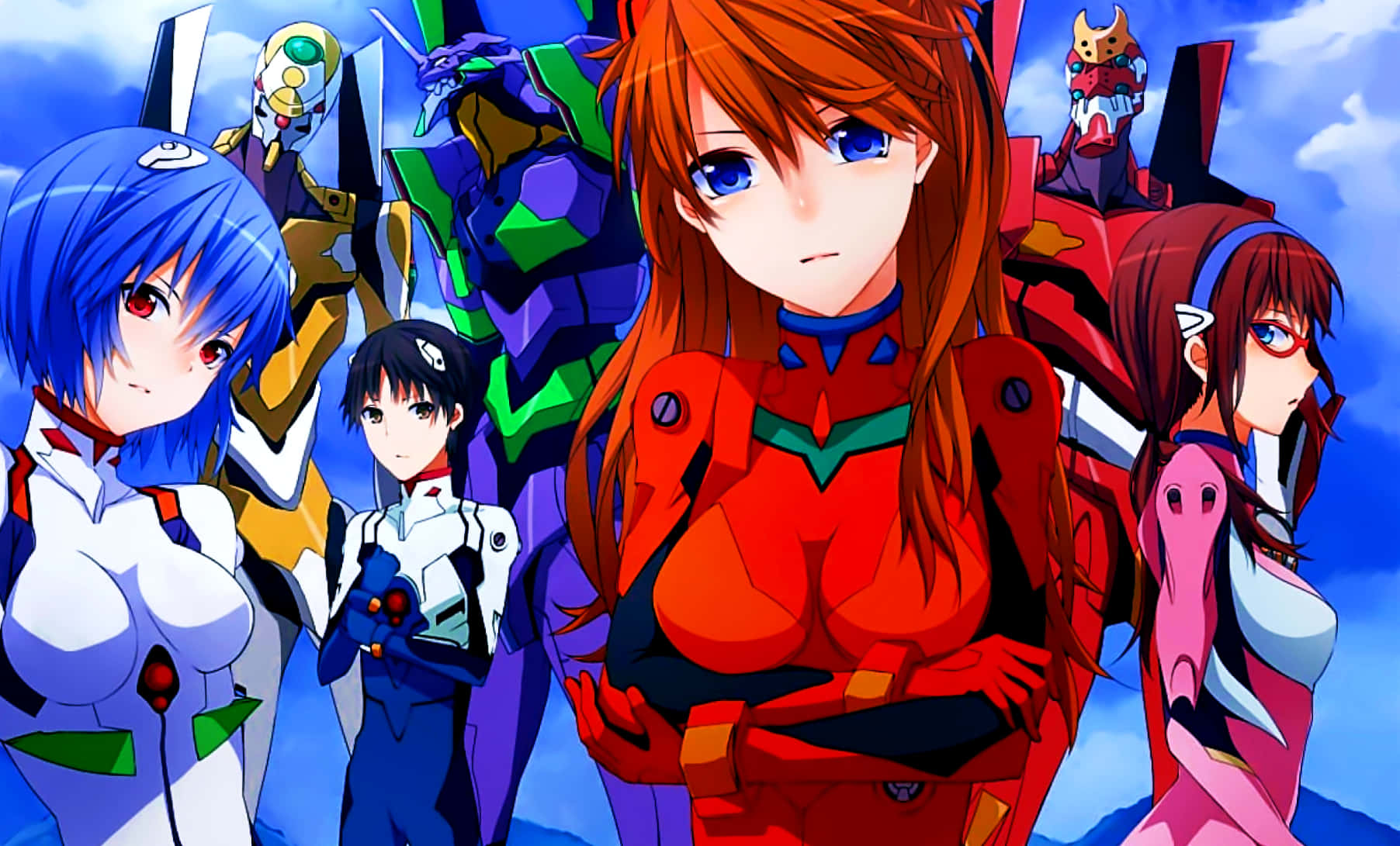 Et ikonisk øyeblikk fra den populære animeserien Neon Genesis Evangelion Bakgrunner