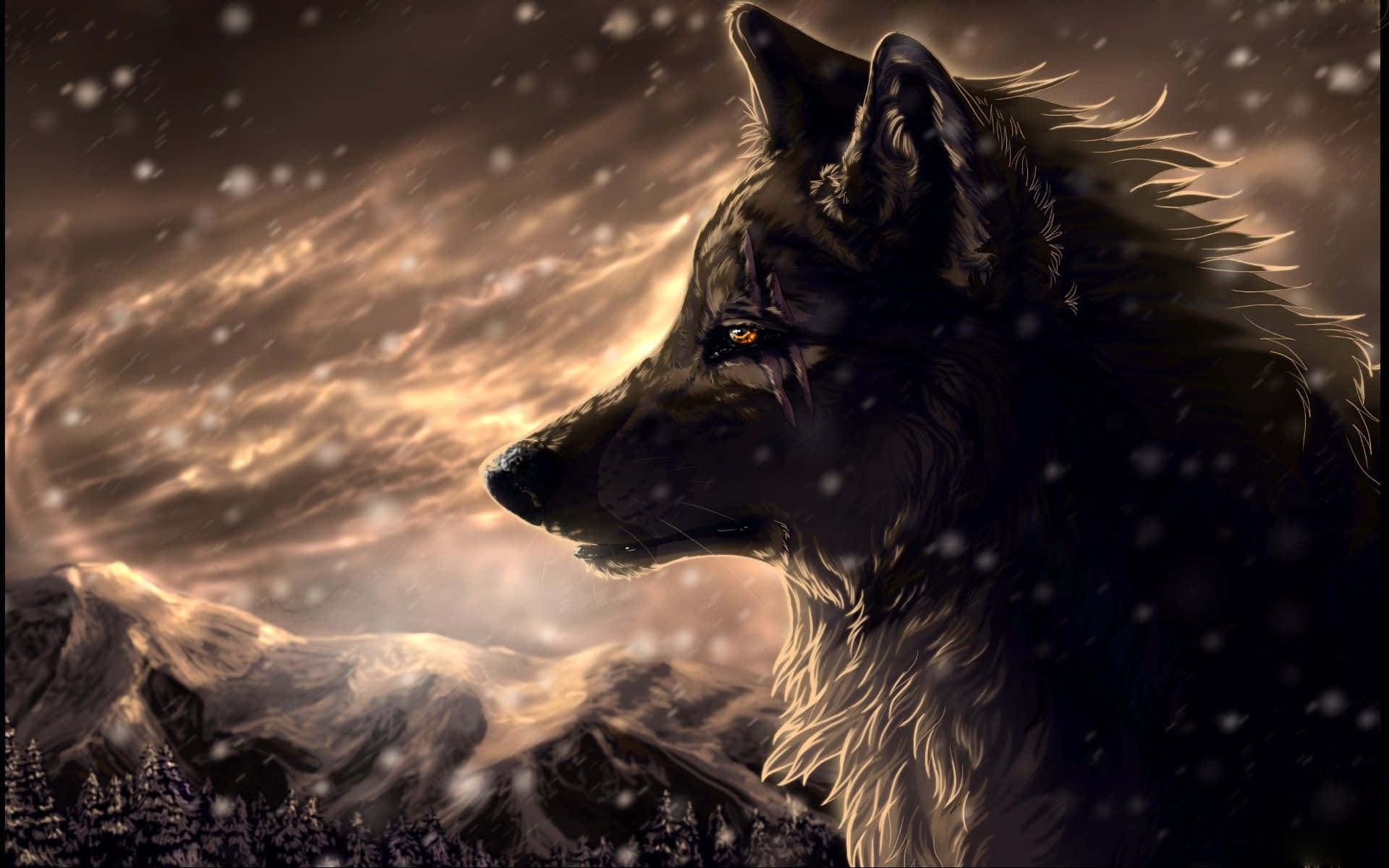 Et kraftfullt univers: Galaxy Wolf-bakgrunnen Bakgrunner