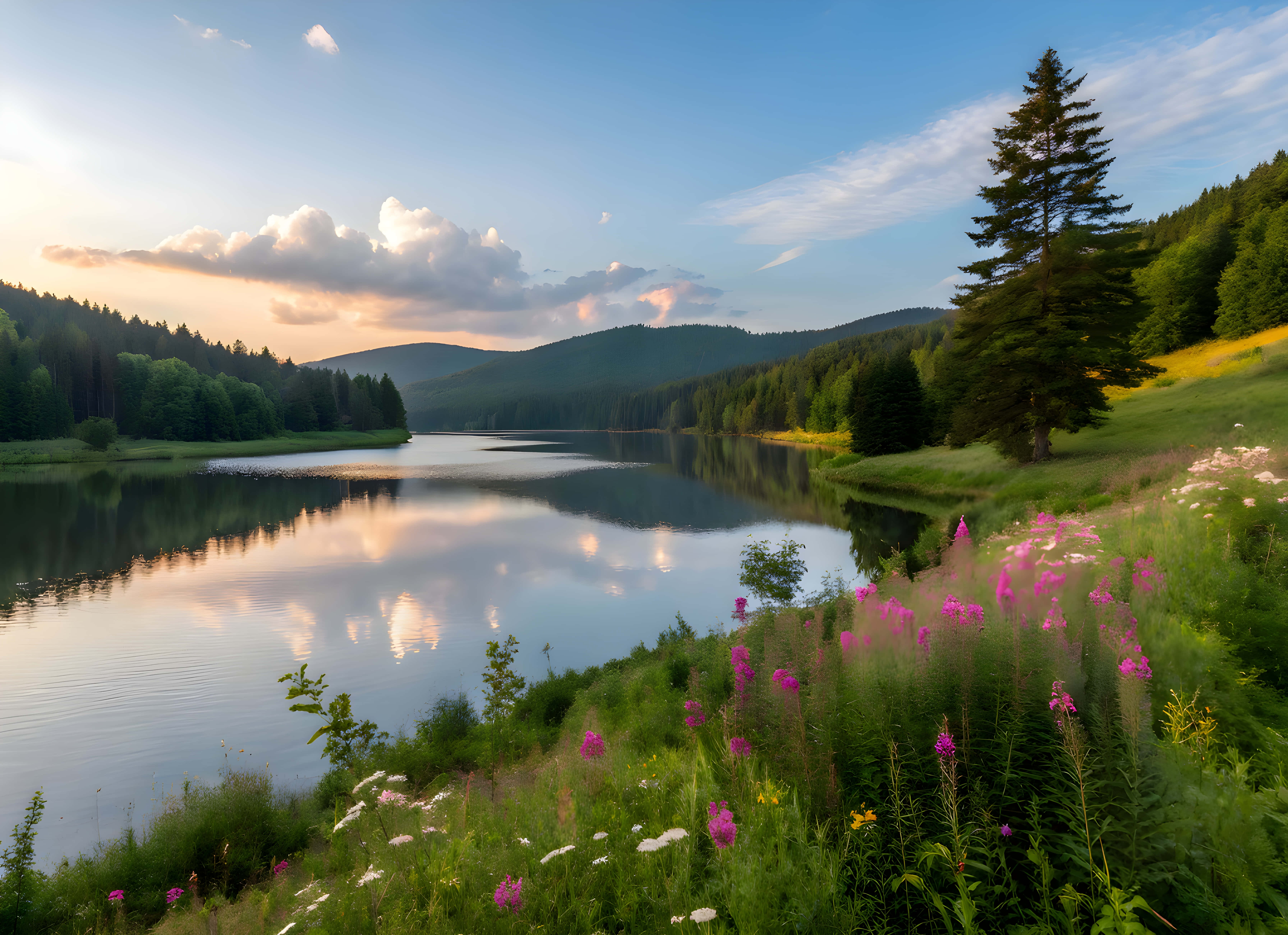 Et naturlig utsyn av fjell inne i en elv Bakgrunner