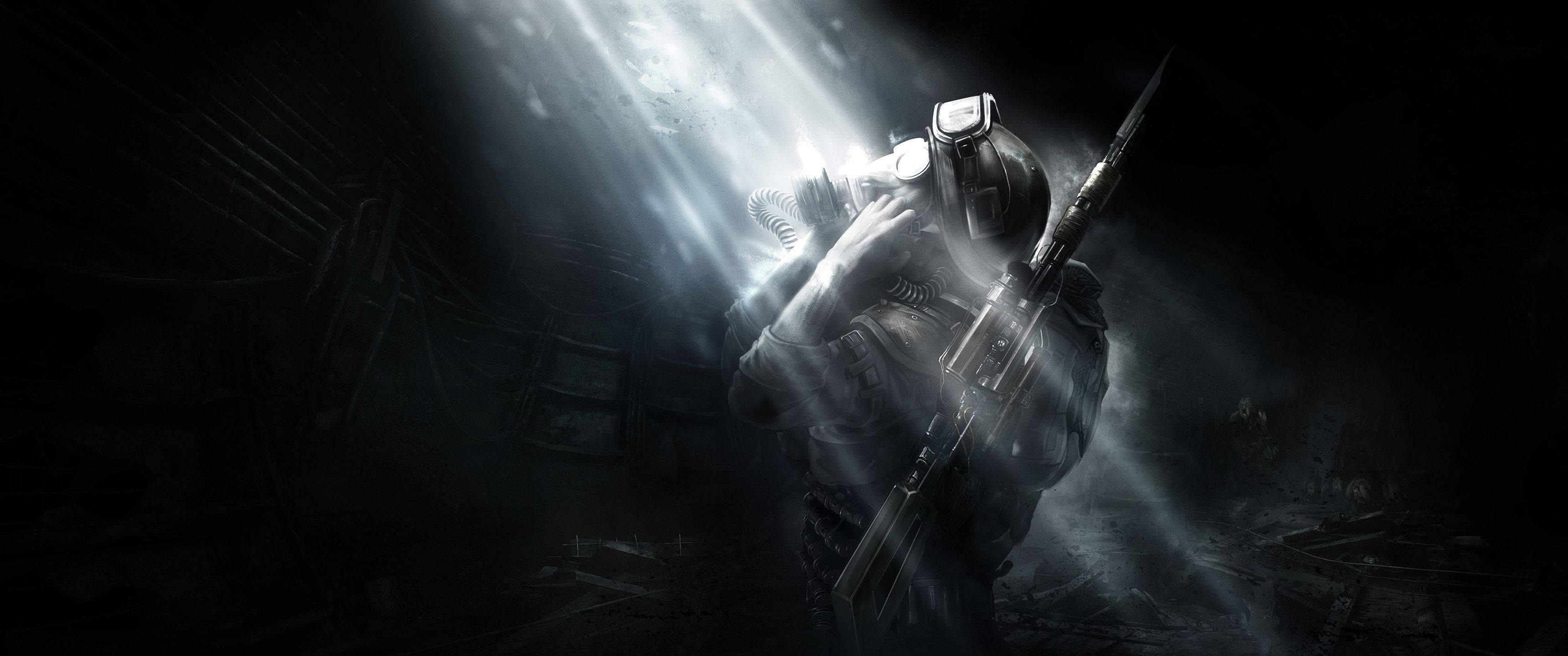 Et postapokalyptisk landskap fra videospillet Metro Last Light Bakgrunner