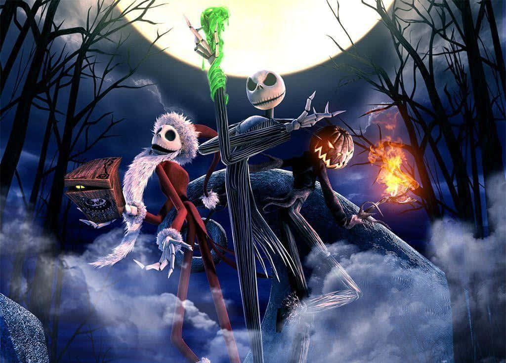 Et skummelt bilde fra Disneys The Nightmare Before Christmas. Bakgrunner