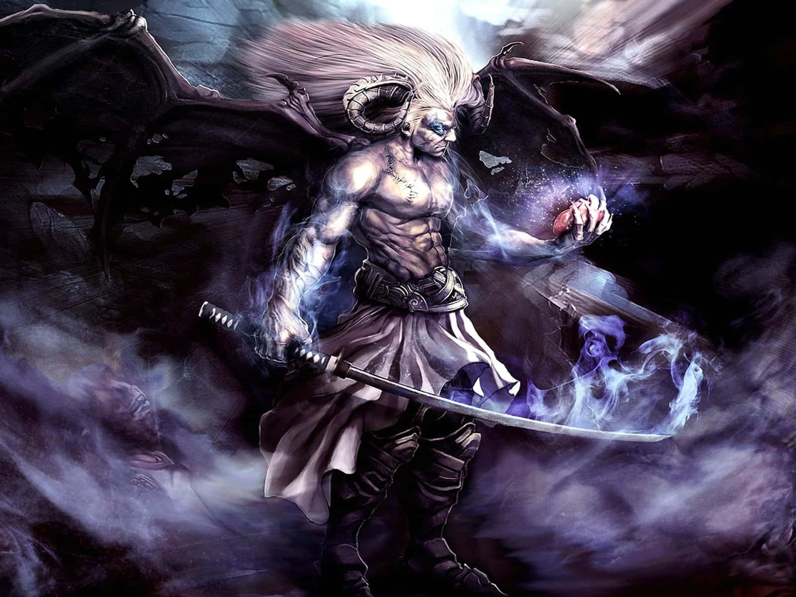 Et uhyggelig anime-demon som lurer i skyggene. Bakgrunner