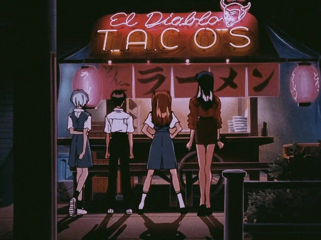 Evangelion Søt Retro Anime-estetikk Bakgrunner