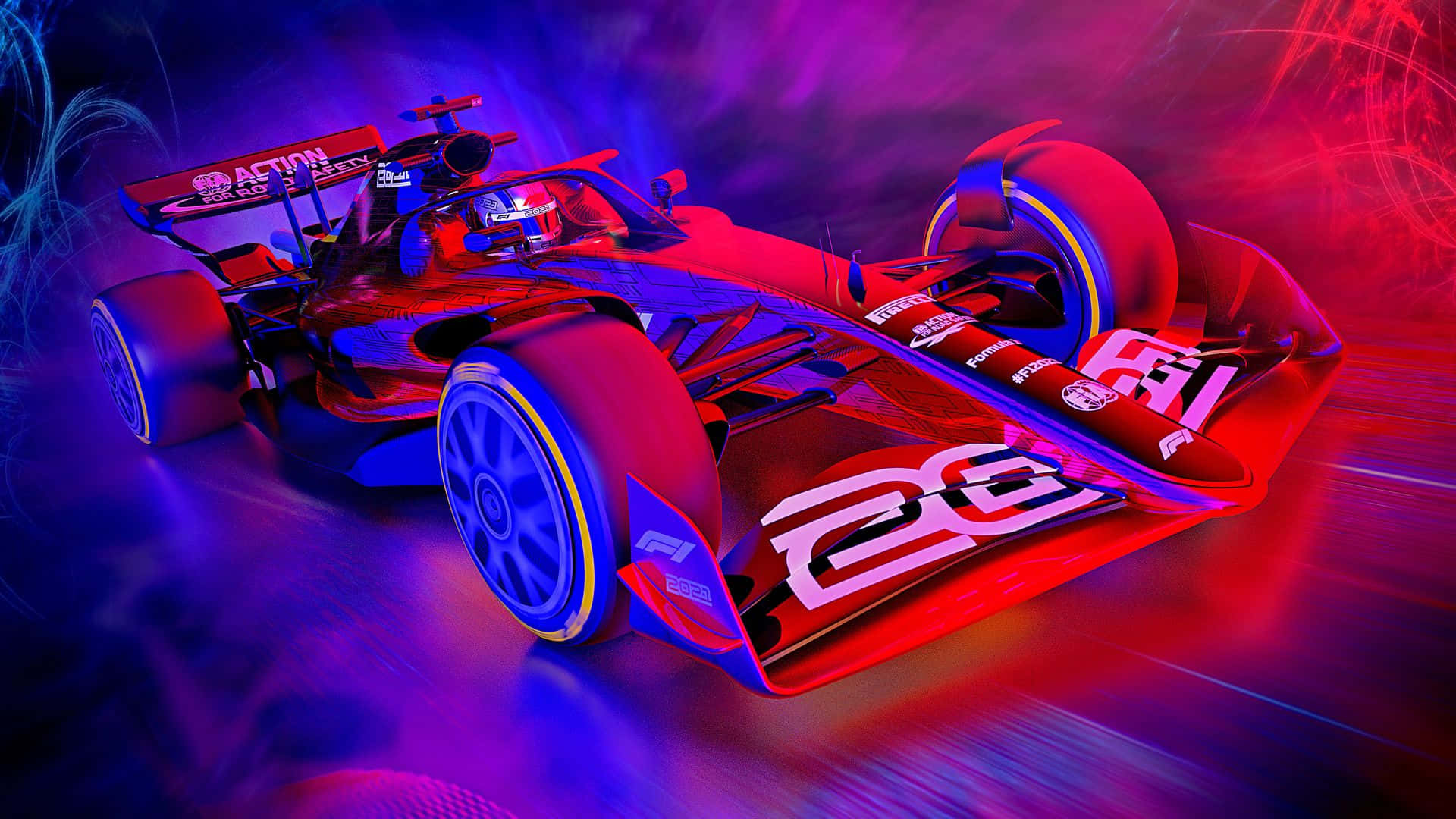 F1-spill racerbil lilla og rød estetikk Bakgrunner