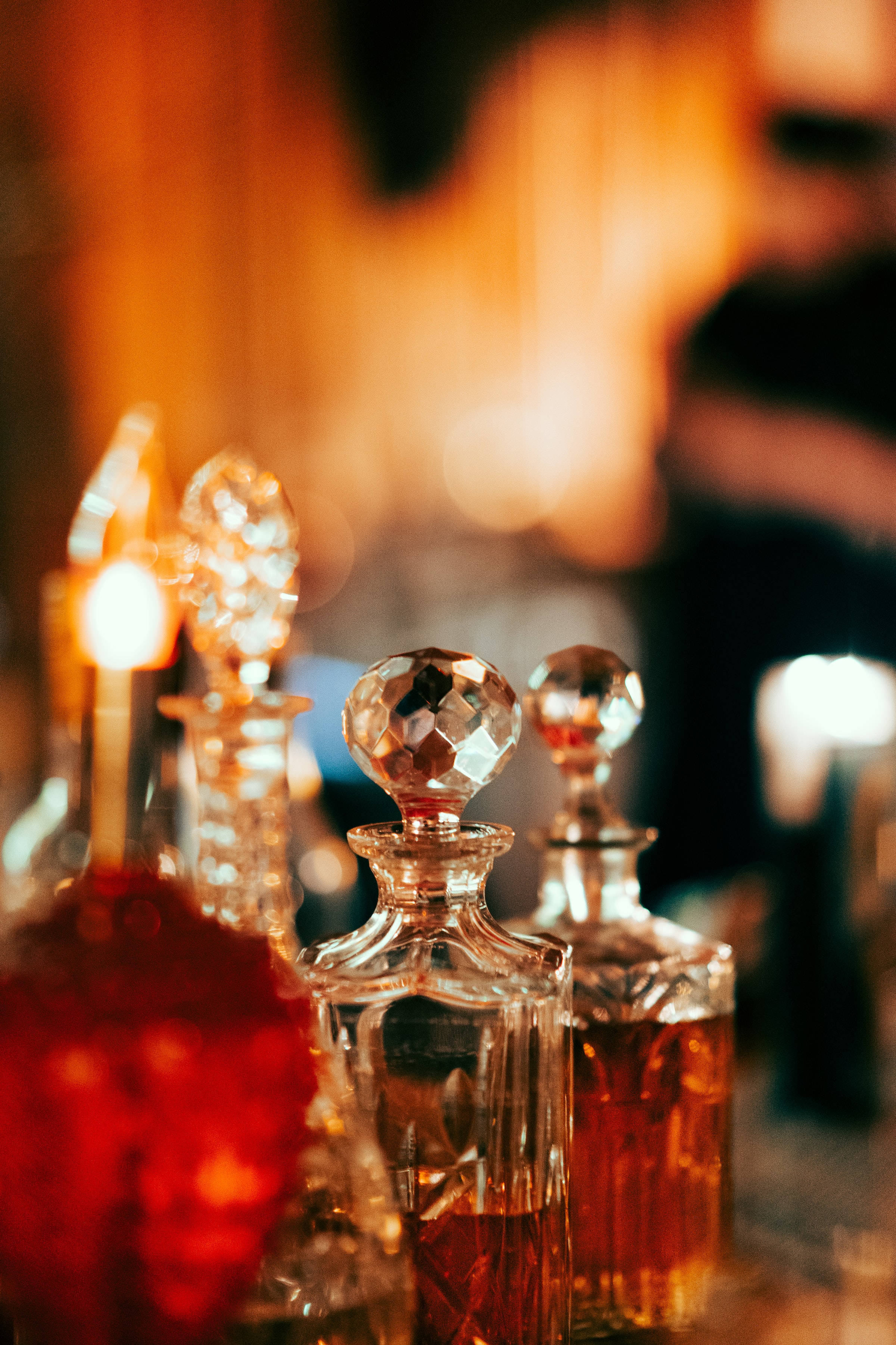 Fancy Alkohol Whiskey Glassflasker Bakgrunner