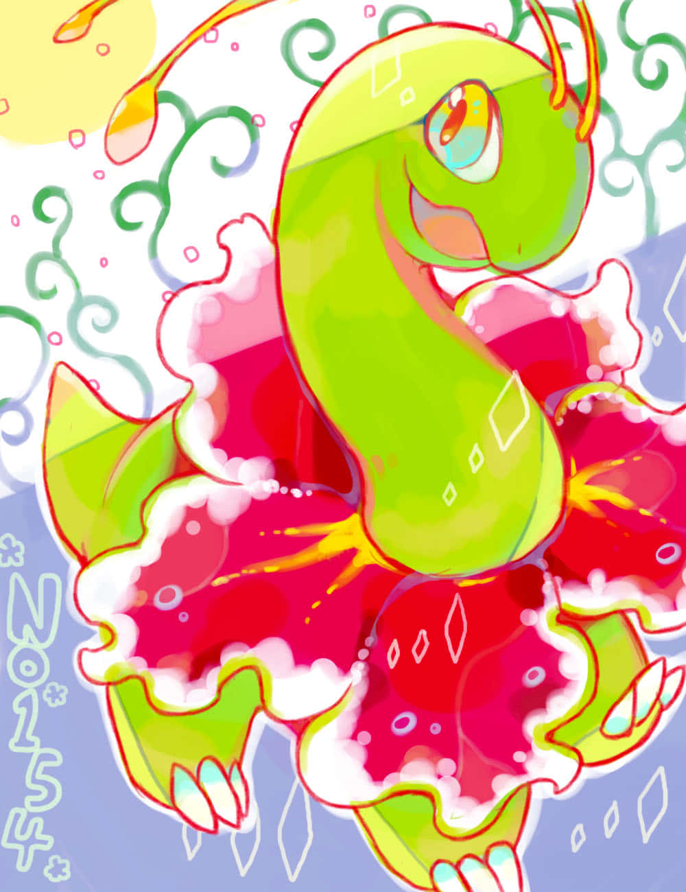 Fantastisk 2D-illustrasjon av Meganium Bakgrunner