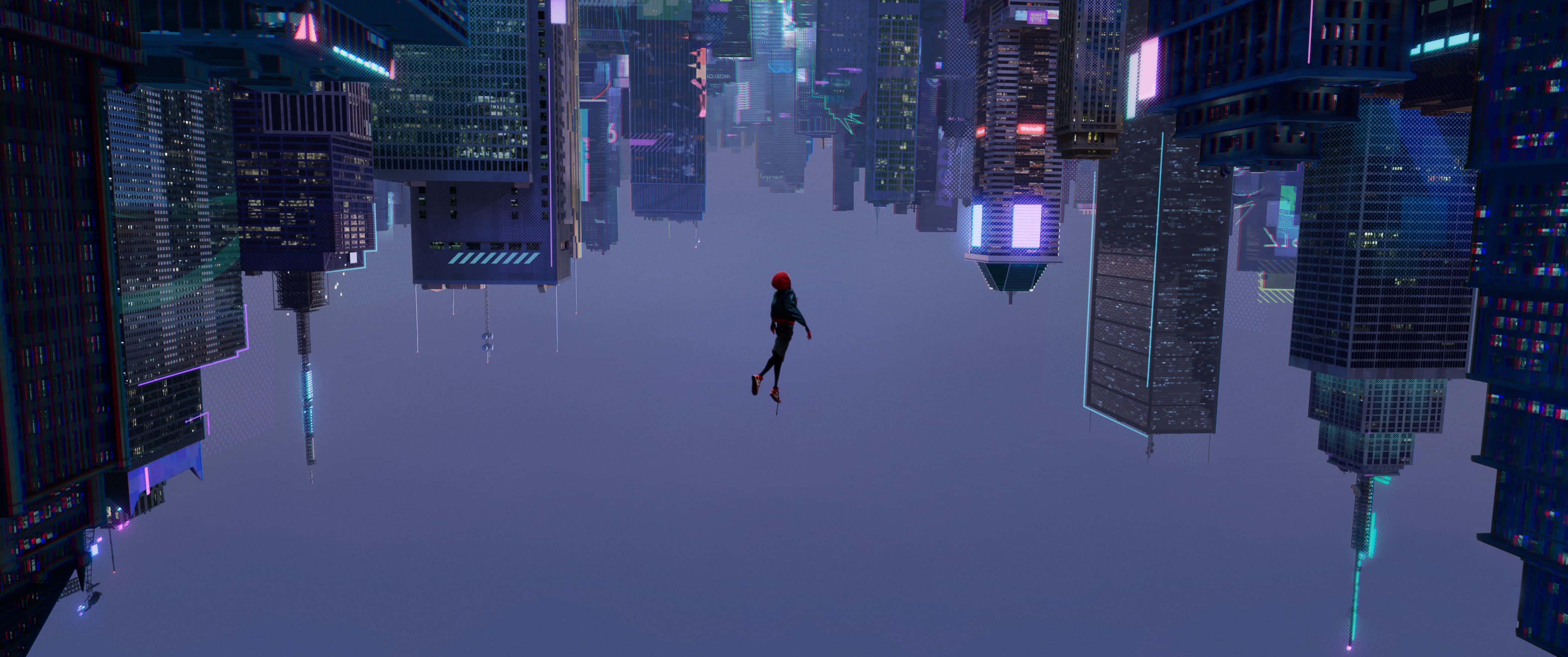 Fantastisk 4K-bakgrunnsbilde av Spider-Man fra Into the Spider-Verse. Bakgrunner
