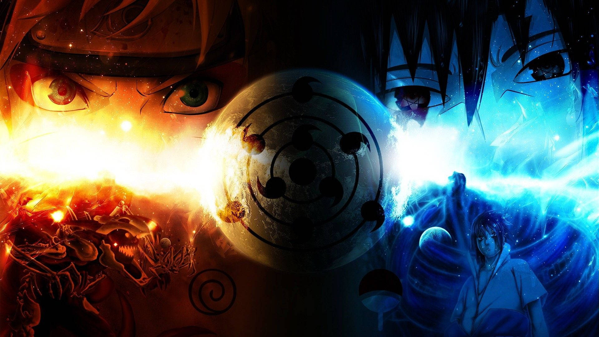 Fantastisk Naruto og Sasuke med Sharingan Bakgrunner