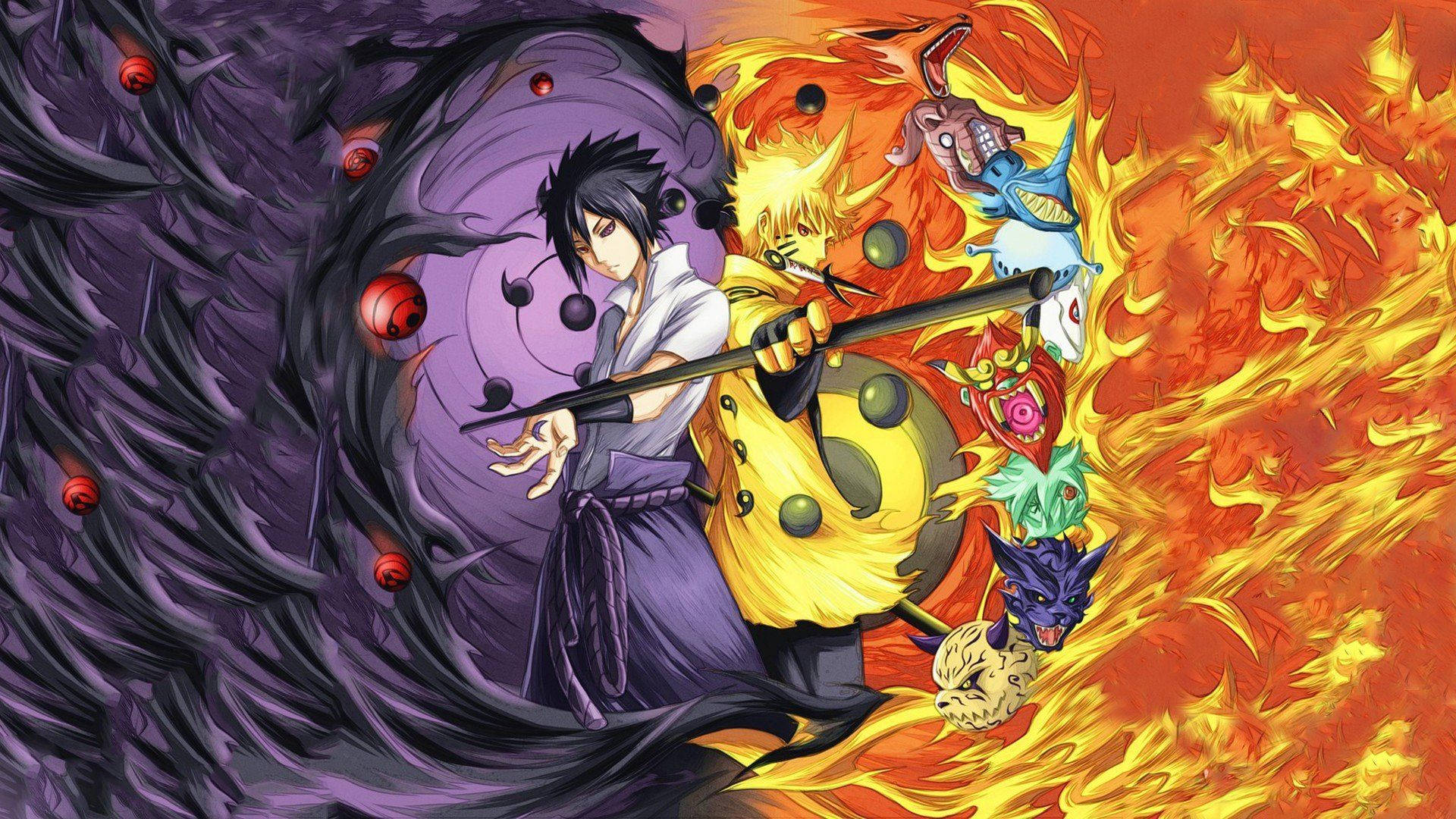 Fantastisk Naruto ved siden av Sasuke Bakgrunner