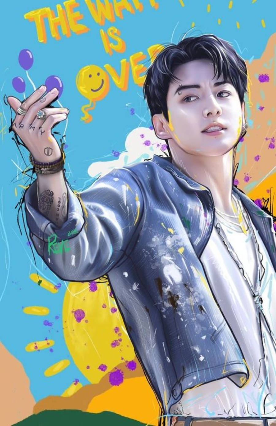 Fargerik anime Jungkook-telefon Bakgrunner