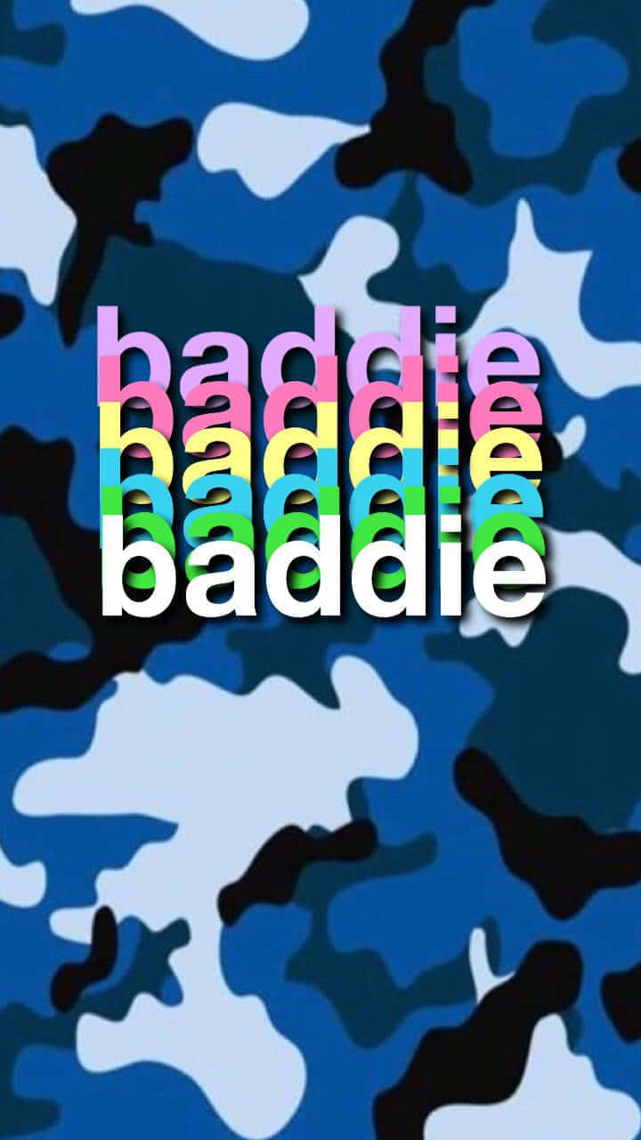 Fargerik Baddie iPhone på blå army fatigue Bakgrunner