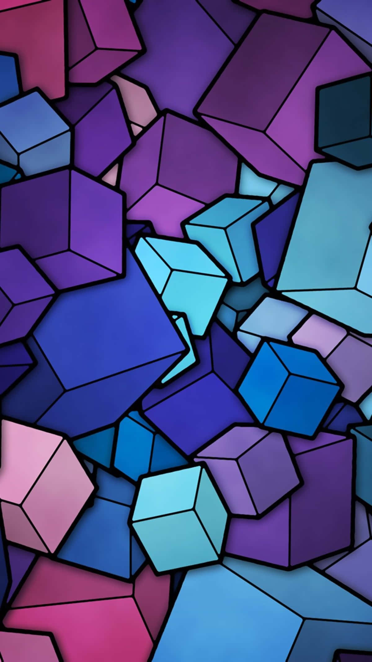 Fargerik Doodle-kube 4K Telefon Bakgrunner