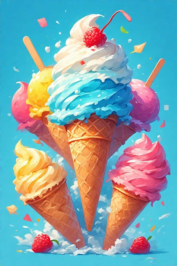 Fargerik iskremglede Leken sommer 4K Bakgrunner