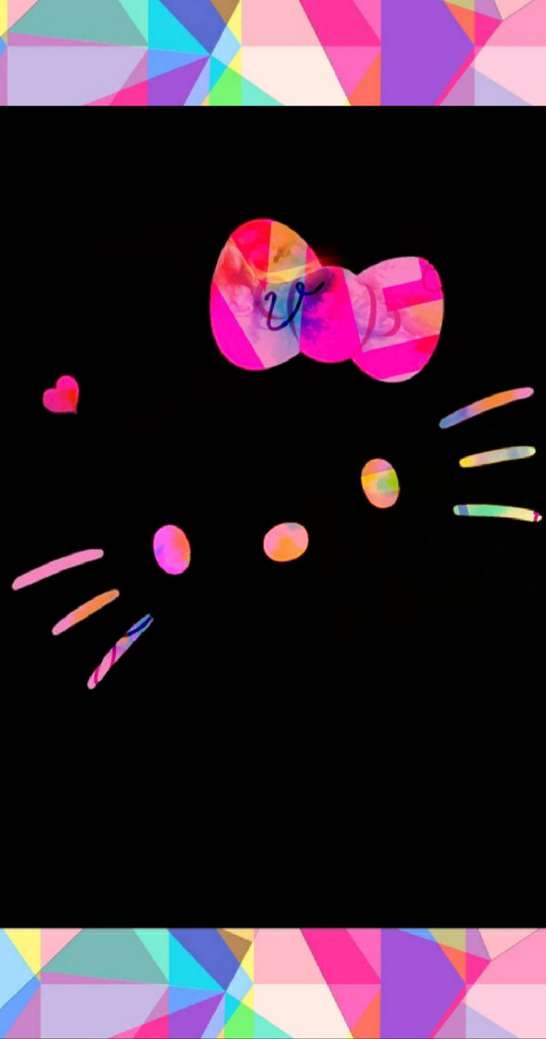 Fargerik omriss på svart Hello Kitty Bakgrunner