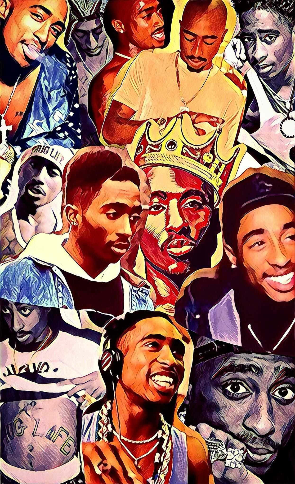 Farget collage av Tupac iPhone Bakgrunner