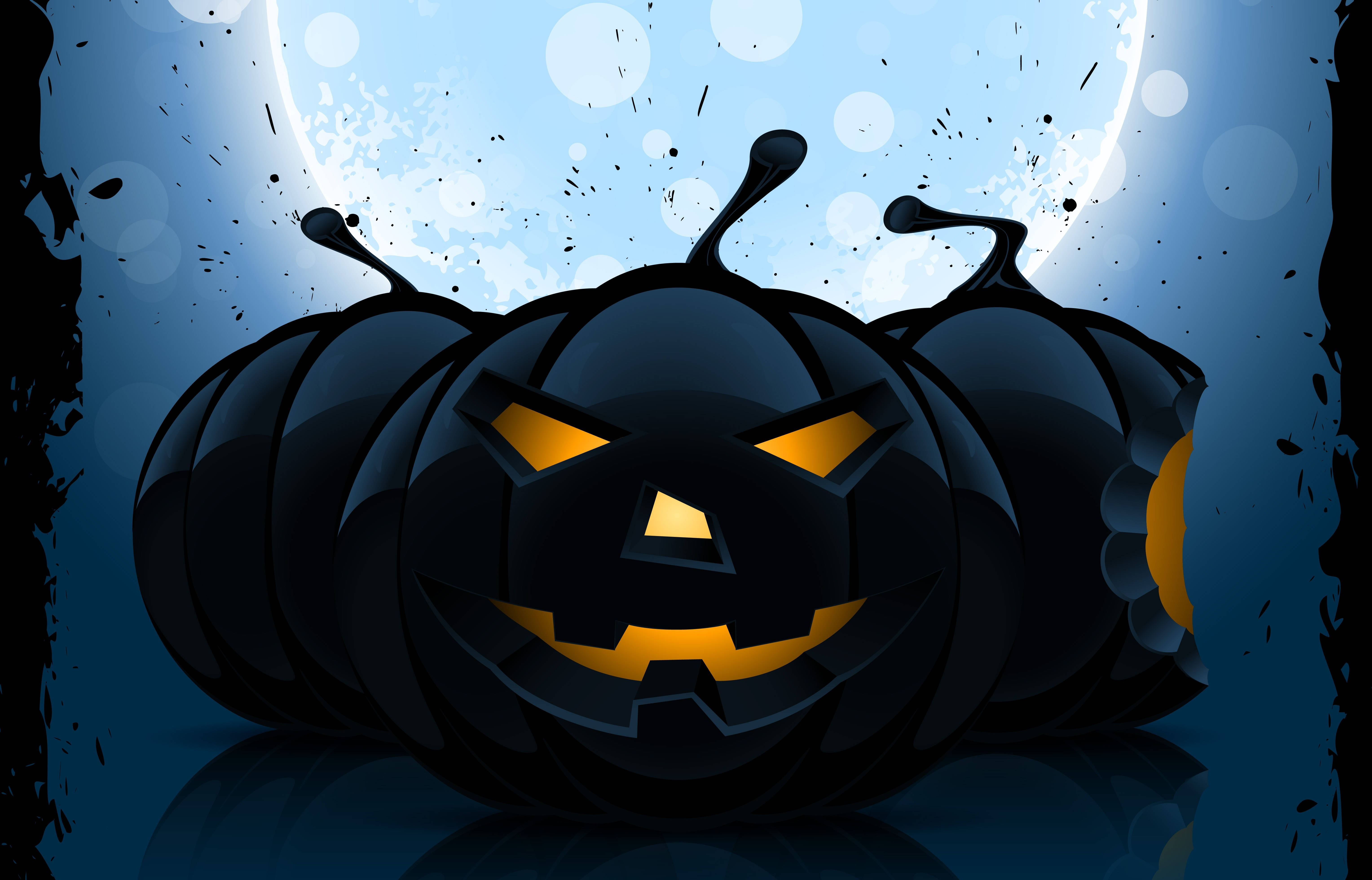 Feire en skummel halloween med dette glødende svarte gresskaret Bakgrunner