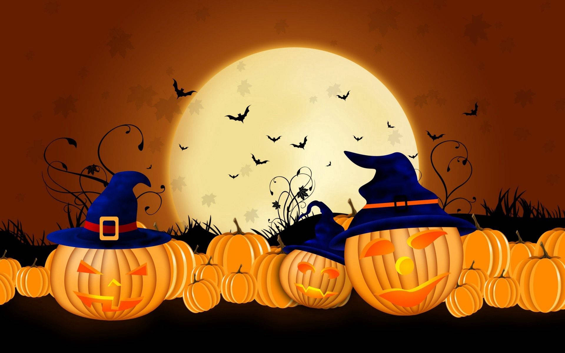 Feire magien i Halloween med fargerike gresskar! Bakgrunner