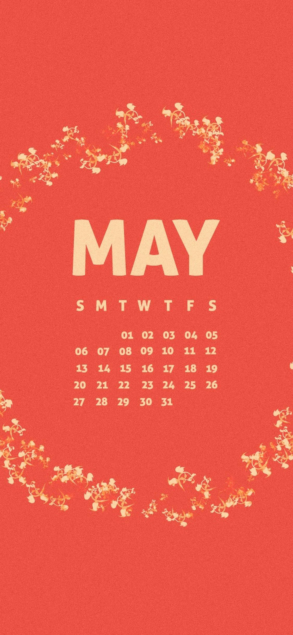 Feire skjønnheten i mai med en rød kalender full av livlige blomster Bakgrunner