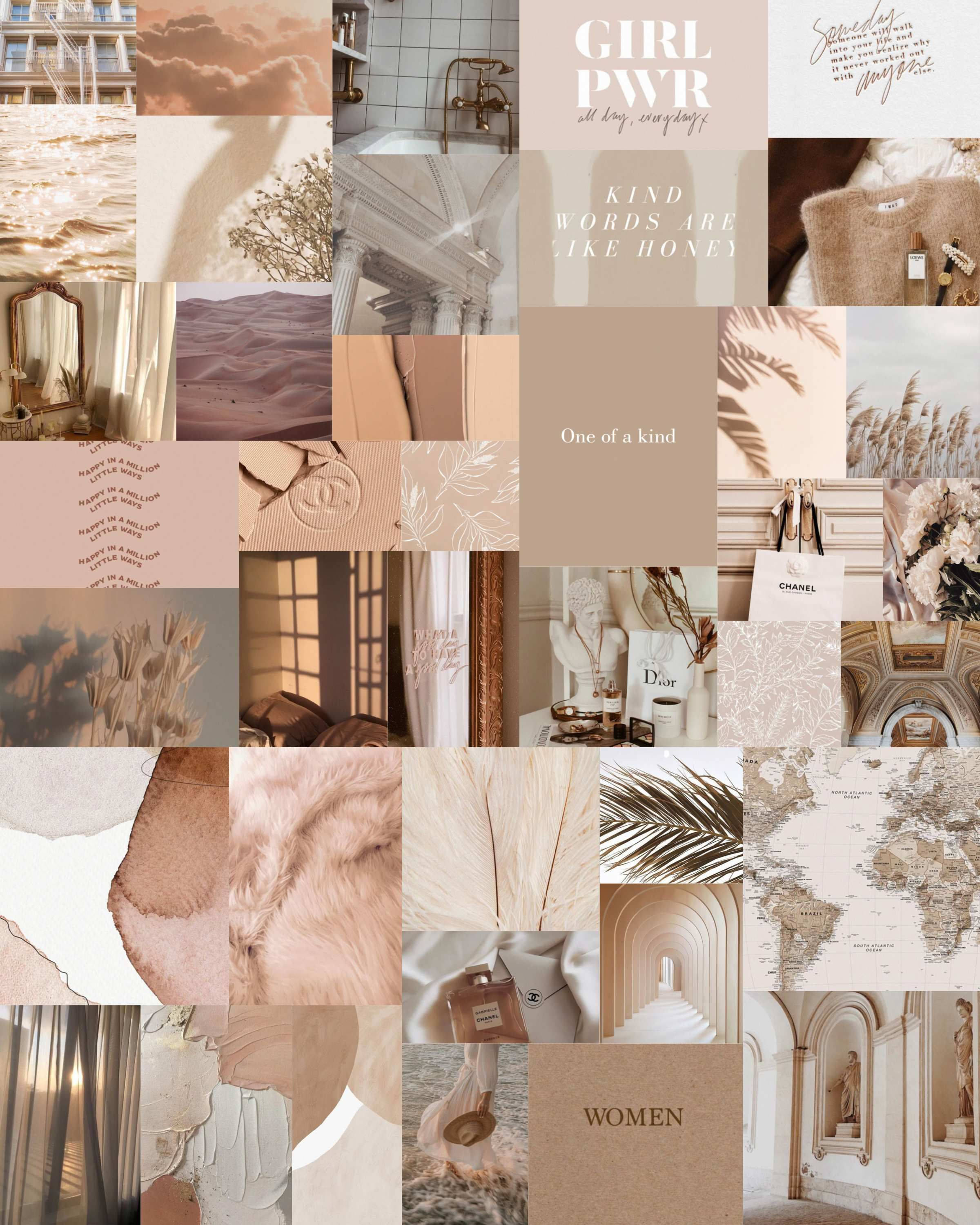 Feminin beige estetisk collage Bakgrunner