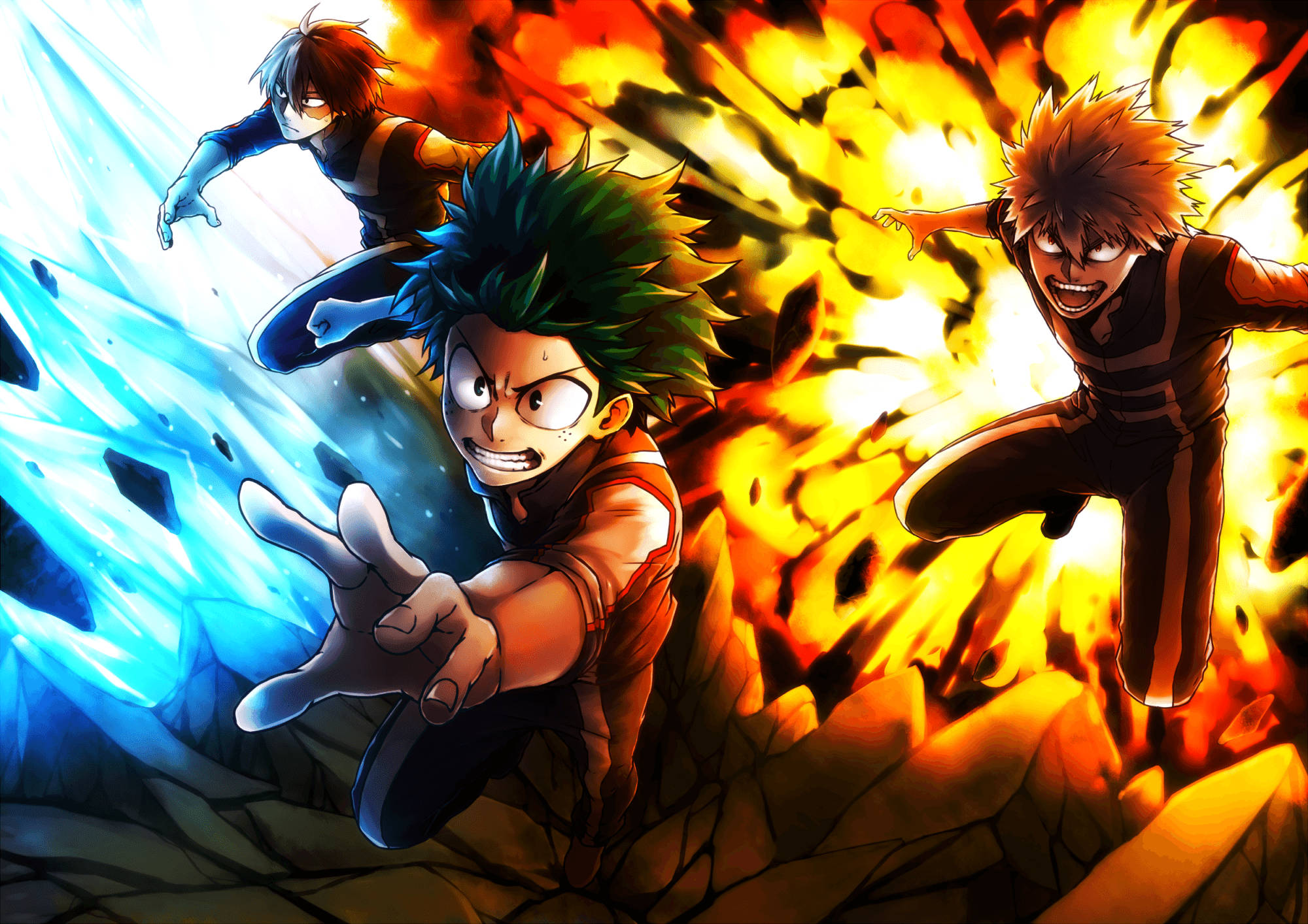 Fengslende venner - Todoroki, Midoriya og Bakugo i en søt estetikk Bakgrunner